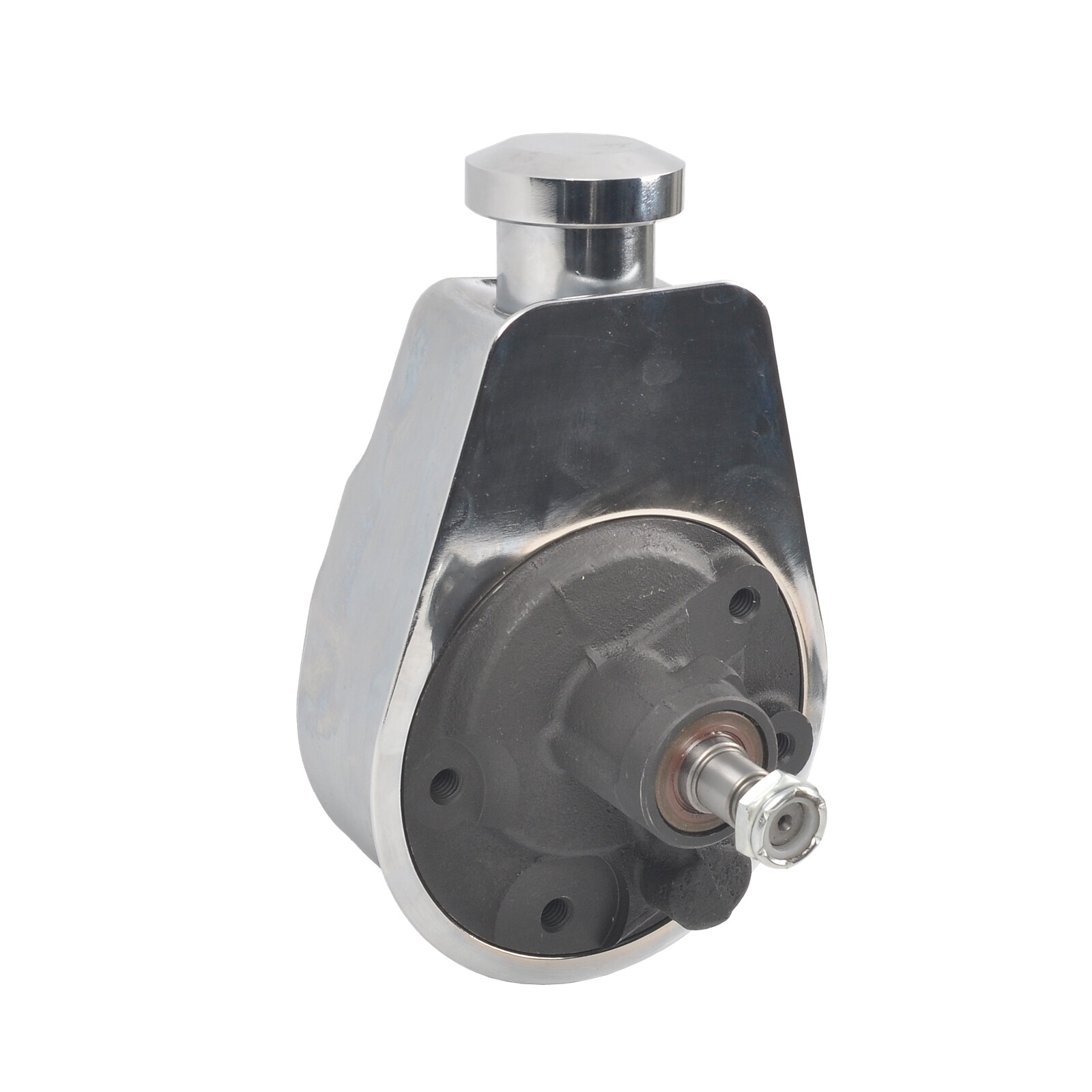 Chrome Saginaw Style Power Steering Pump+Single Groove Pulley For SBC BBC Chevy
