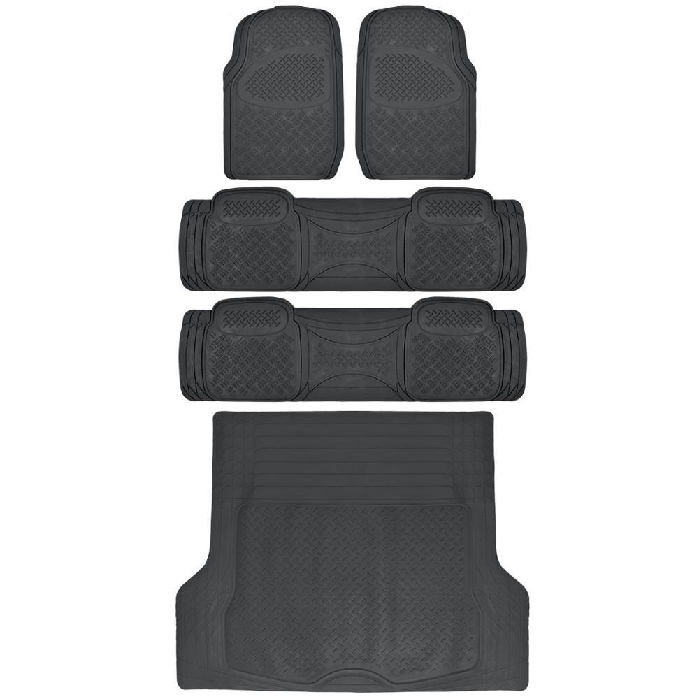 All Weather Rubber Mats for SUV Truck Van 5 Pieces BDK WeatherPlus Series Black