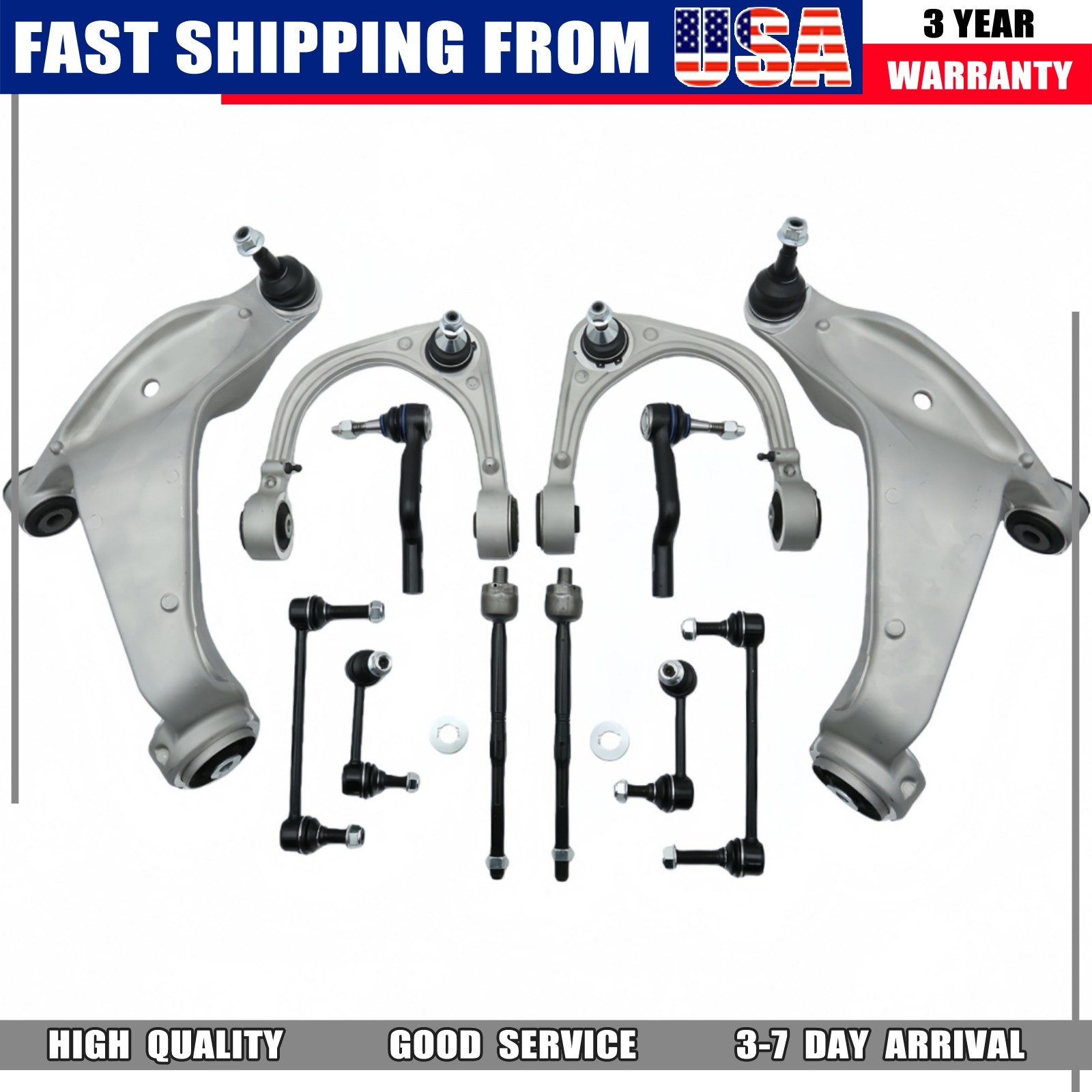 For 2008-2014 Cadillac CTS 12Pcs Suspension Kit Front Upper & Lower Control Arms