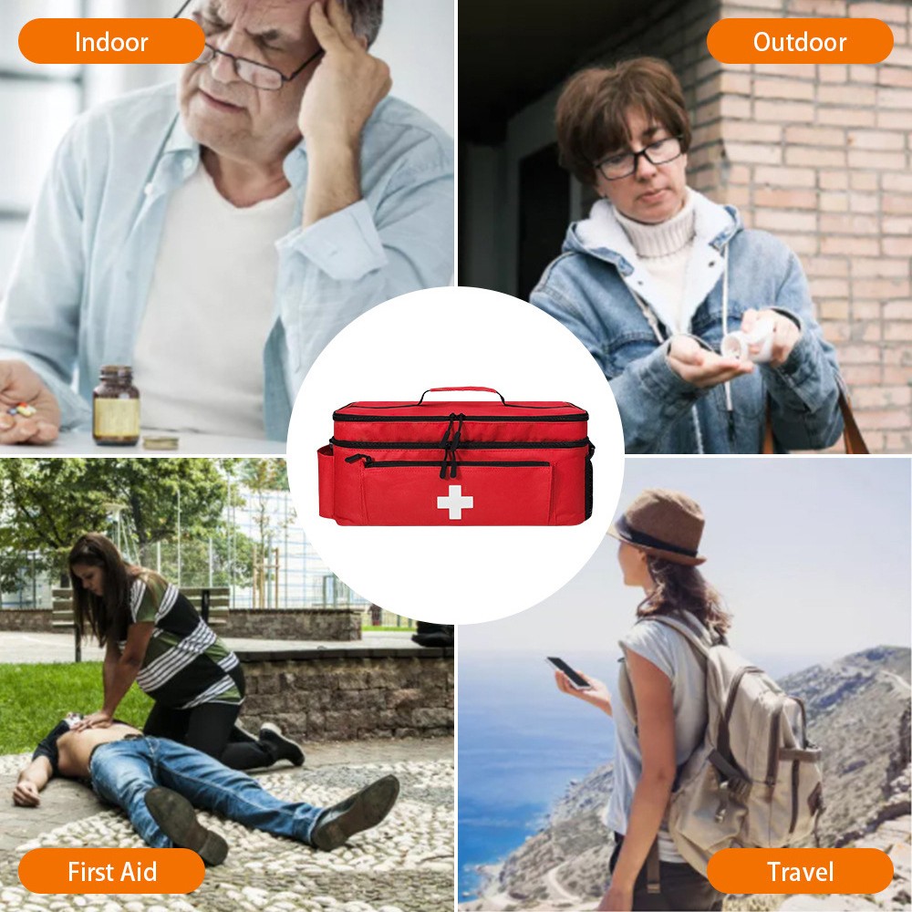 First Aid Bag Empty Secure Bottle Holder Storage Pouch Travel Medicine Organizer