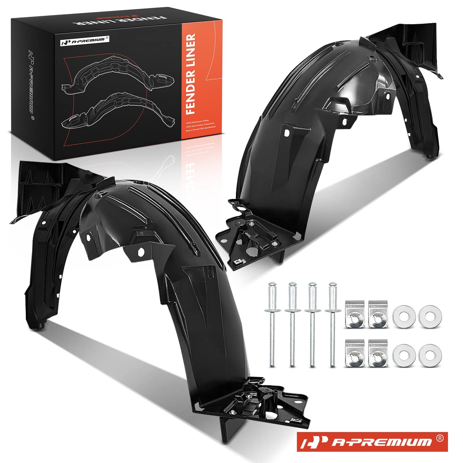 A-Premium 2x Front Inner Fender Liners Injection Molding PE for Honda Fit 15-17