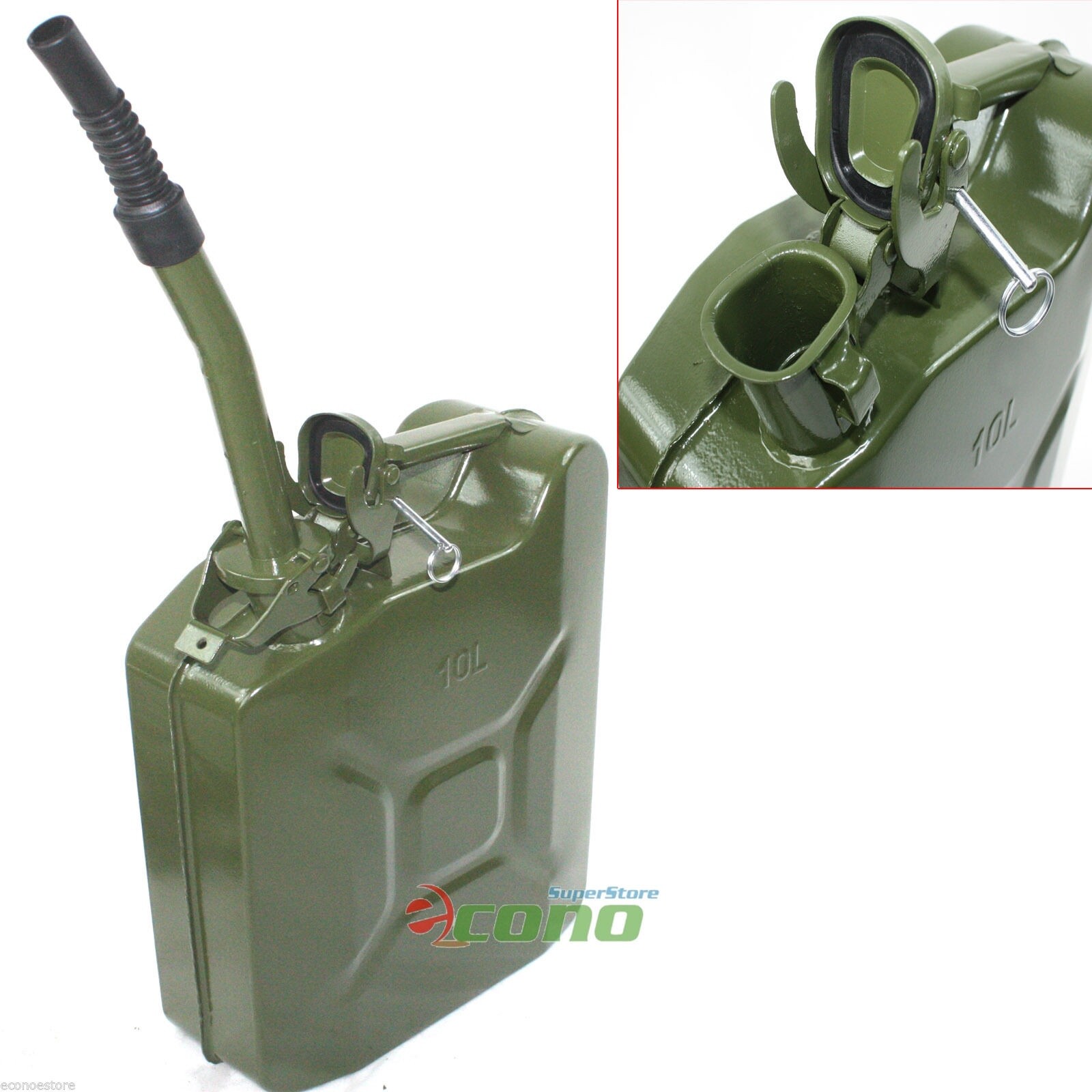 10L 2.5 Gallon Jerry Can Gas Steel Tank Green Military NATO Style