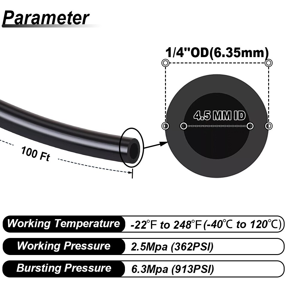 1/4″ OD 100FT DOT Approved Nylon Air Line Brake Hose Gauges Horns Load Support