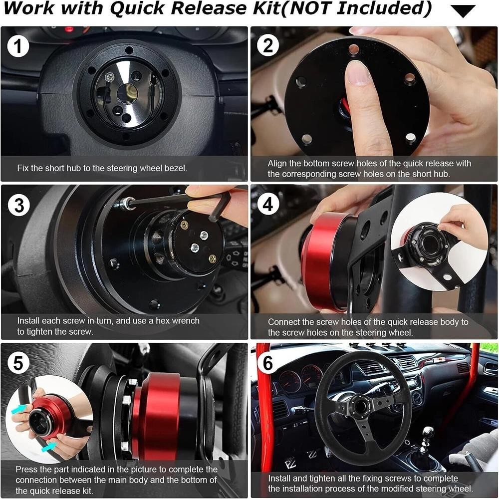 5 & 6 Hole Steering Wheel Black Hub Adapter ( Flaming River, Ididit, GM, Chevy)