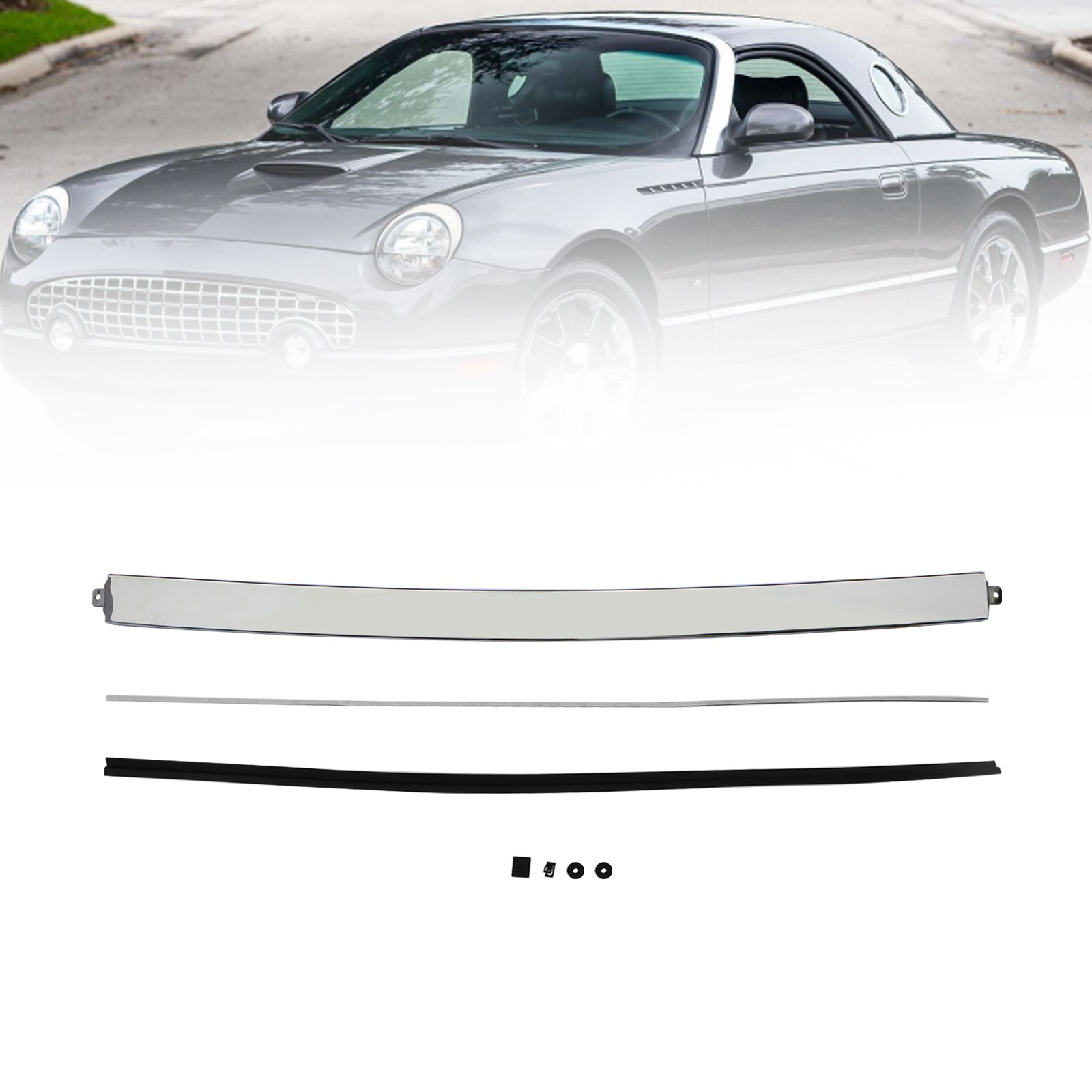 For 2002-2005 Ford Thunderbird Front Upper Windshield Chrome Moulding Trim