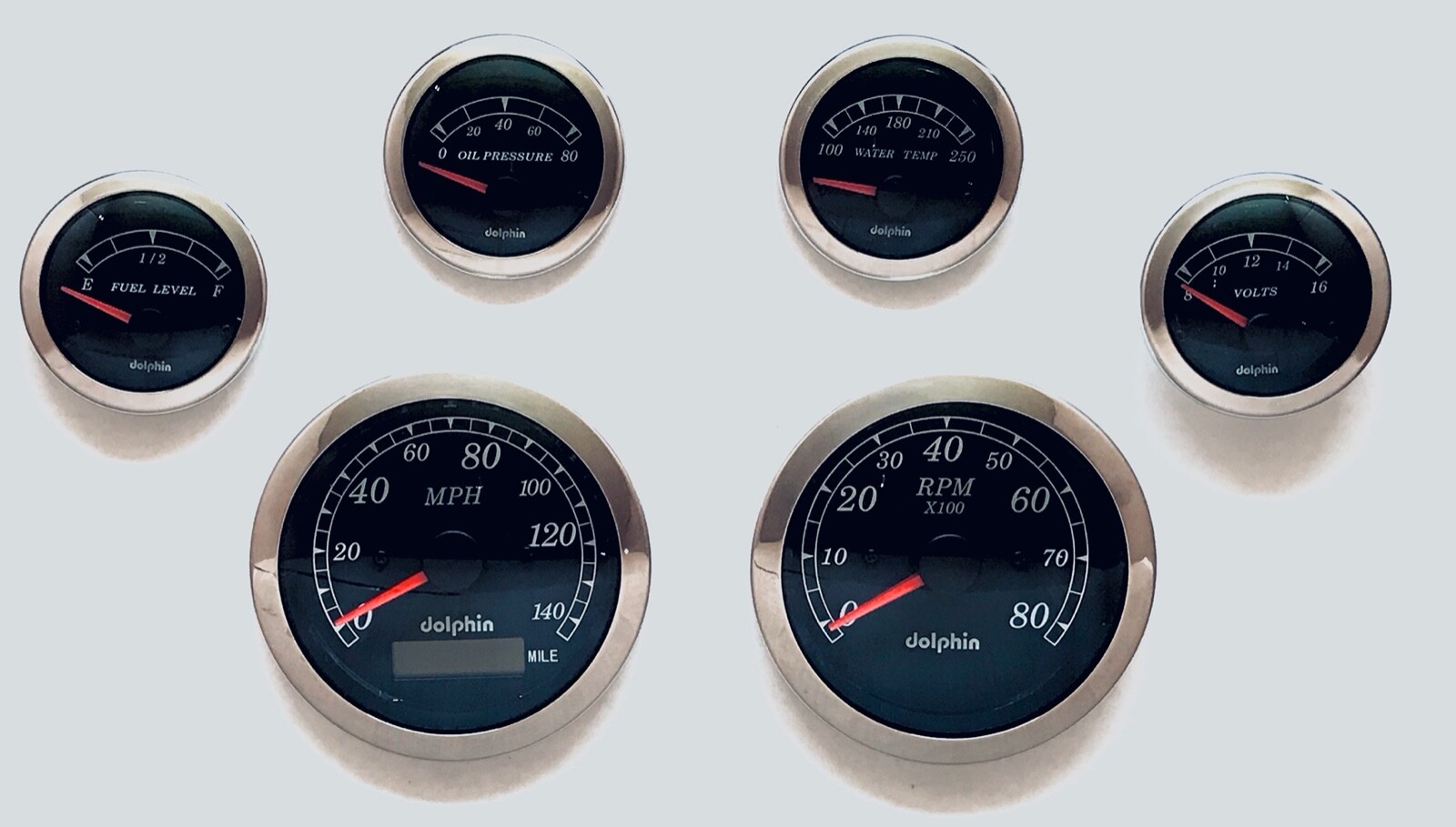 6 Gauge GPS Speedometer Dash Set Street Rod Hot Rod Universal Black