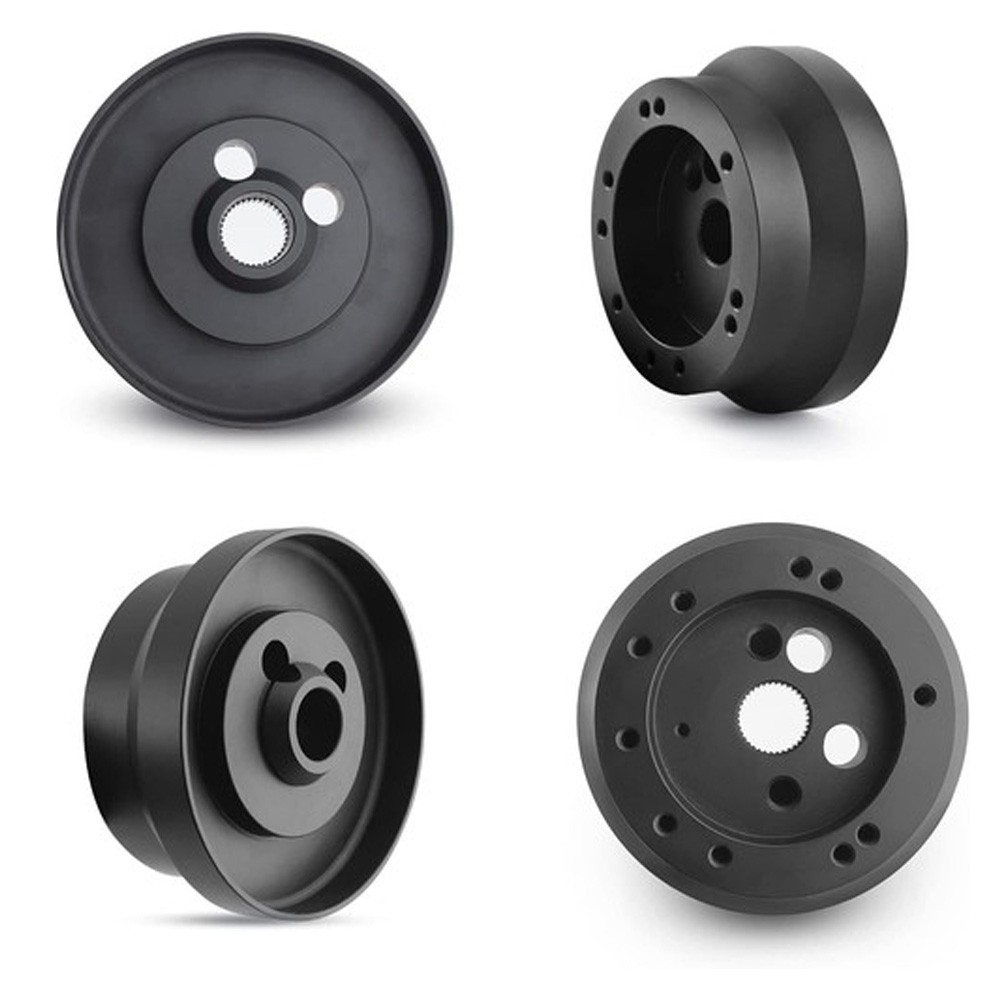5 & 6 Hole Steering Wheel Black Hub Adapter ( Flaming River, Ididit, GM, Chevy)