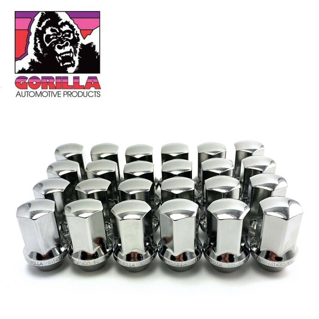 24 Gorilla Large Seat OEM Factory Stock Style Chrome Wheel Lug Nuts 14×1.5 14mm