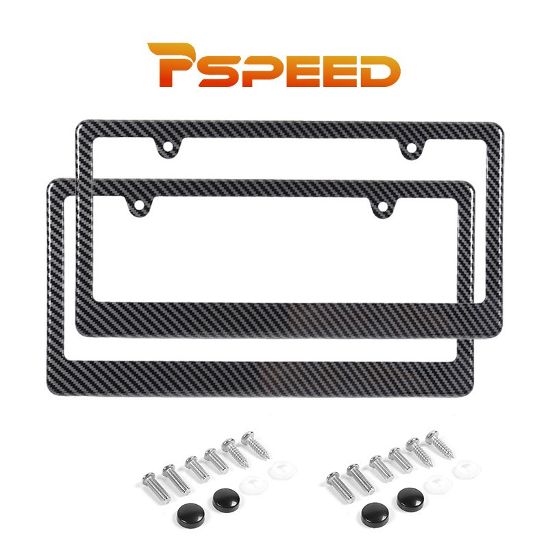 1 PACK Universal USA Size Car Carbon Look License Plate Frame Cover Front & Rear