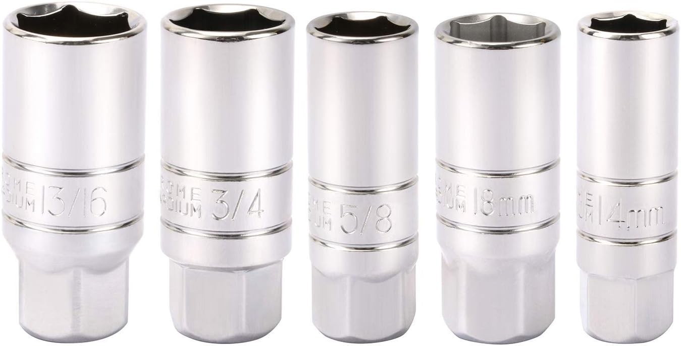 3/8-Inch Drive Spark Plug Socket Set, 6-Point, 5/8-Inch, 3/4-Inch, 13/16-Inch…