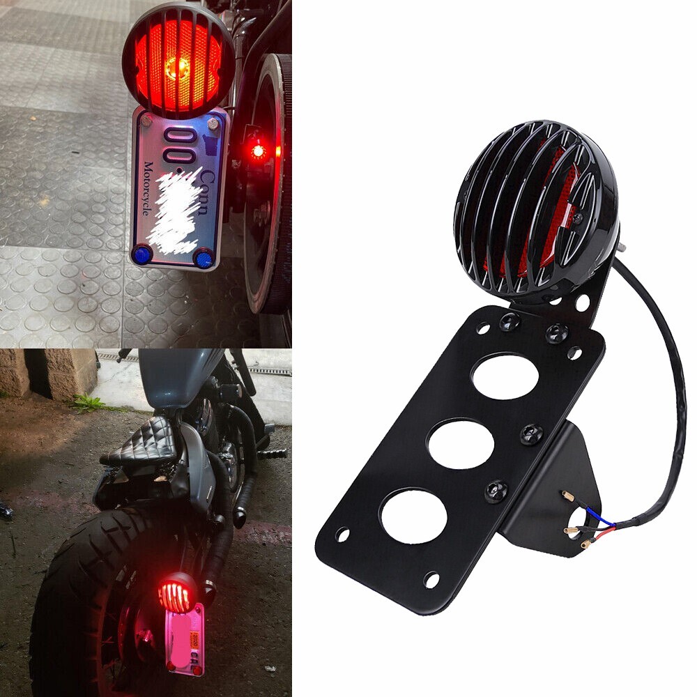 LED Tail Brake Rear Light 1″ Axle Hole Side Mount License Plate Bracket Holder