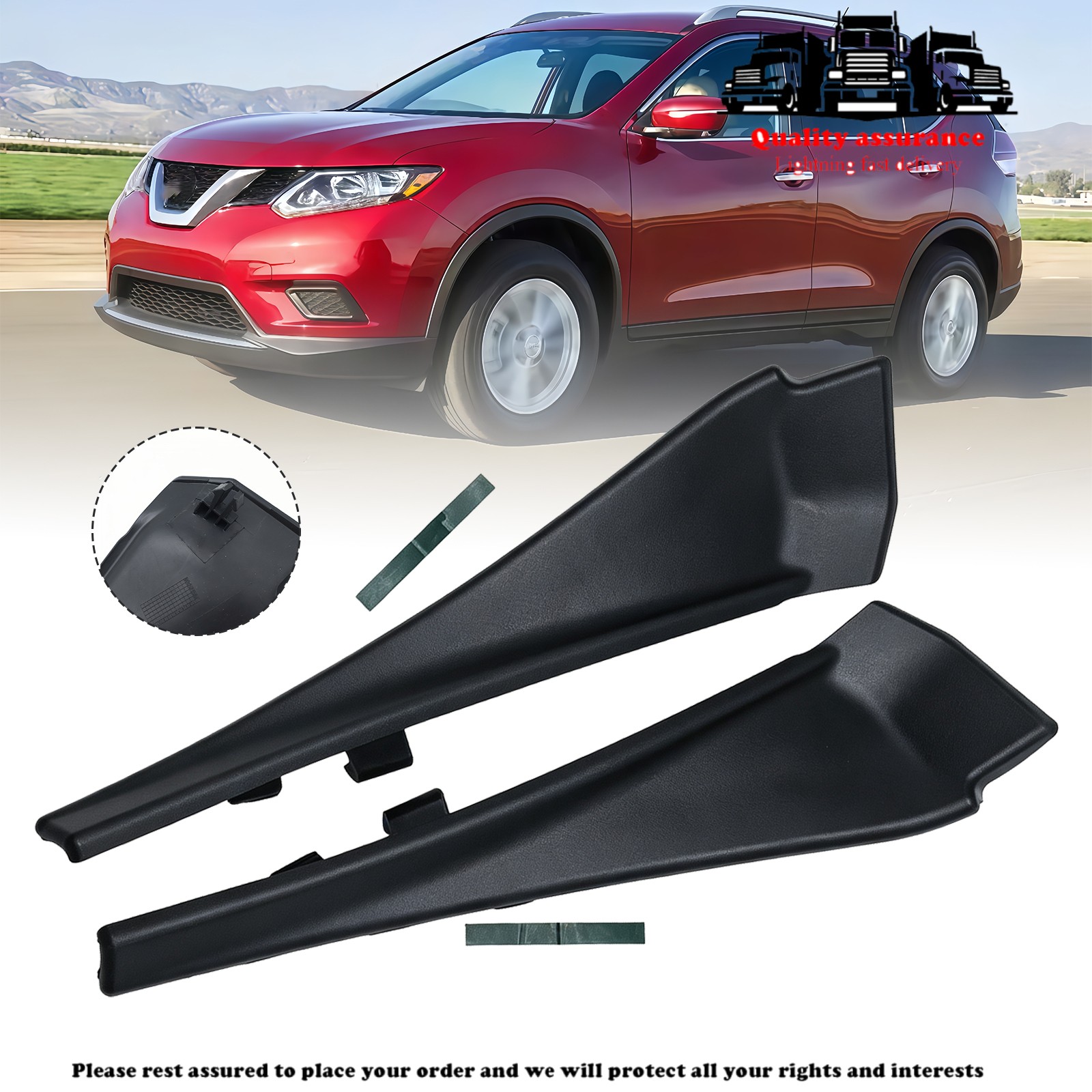 Front Left Right Bumper Guard Wiper Cowl Extension Panel Fits Nissan Rogue 2PCS