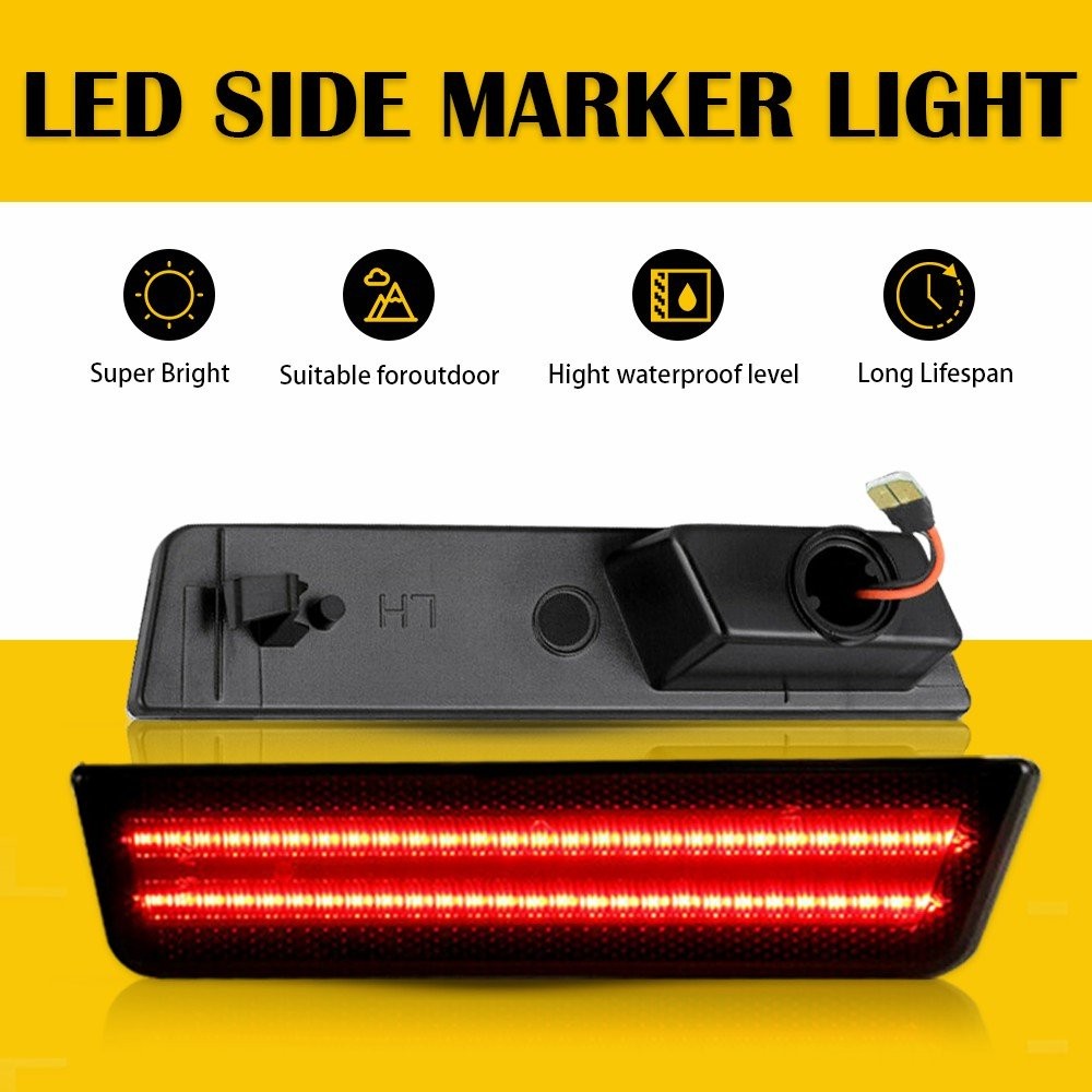Smoke LED Side Marker Light for 08-14 Dodge Challenger Front Amber Rear Red SL
