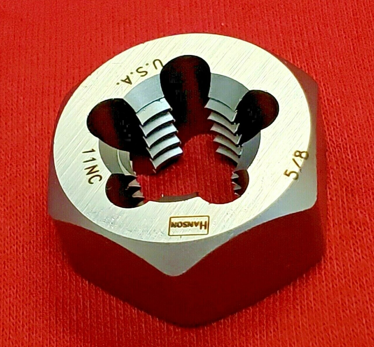 7252 5/8-11 NC x 1-1/4″ Hex Die Irwin Hanson Carbon Steel Rethreading