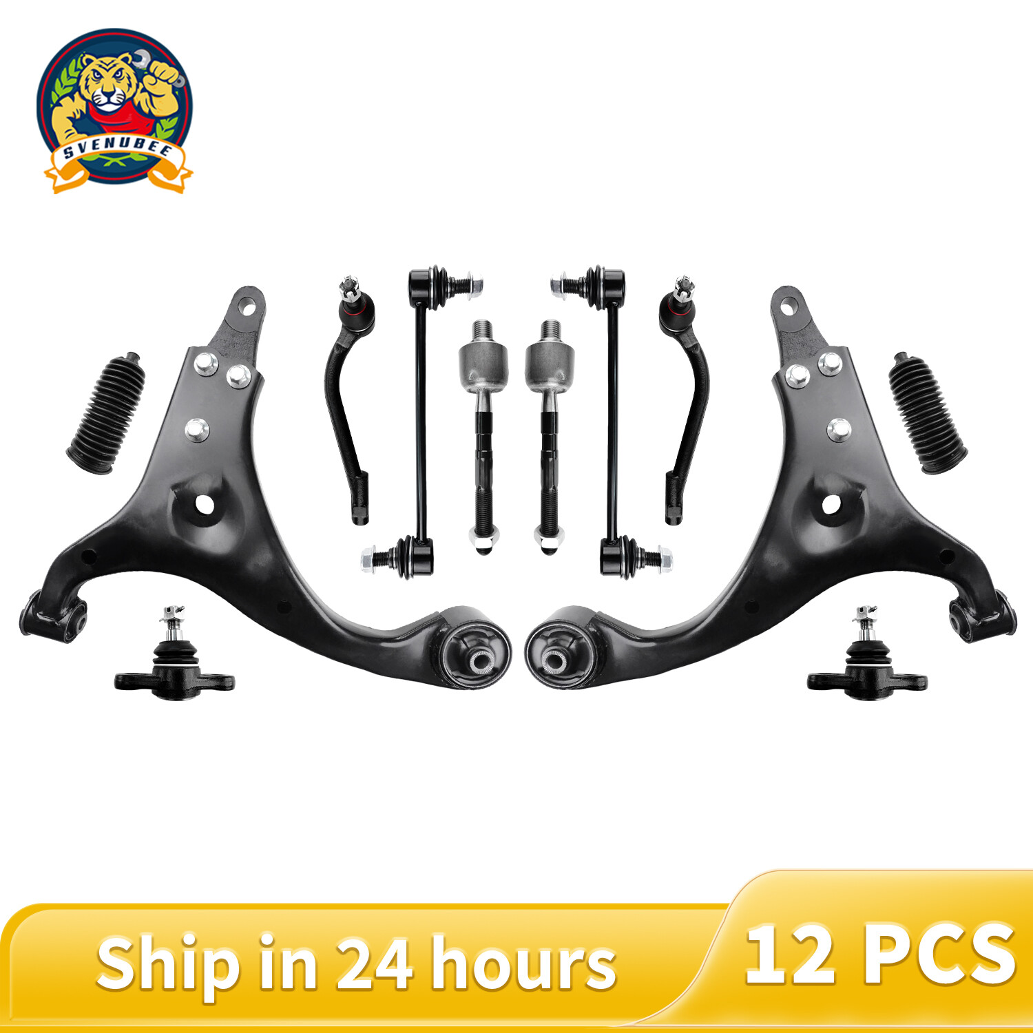 12Pcs Control Arms Tie Rod Ends Suspension Kit for 07 – 12 Hyundai Elantra 2.0L