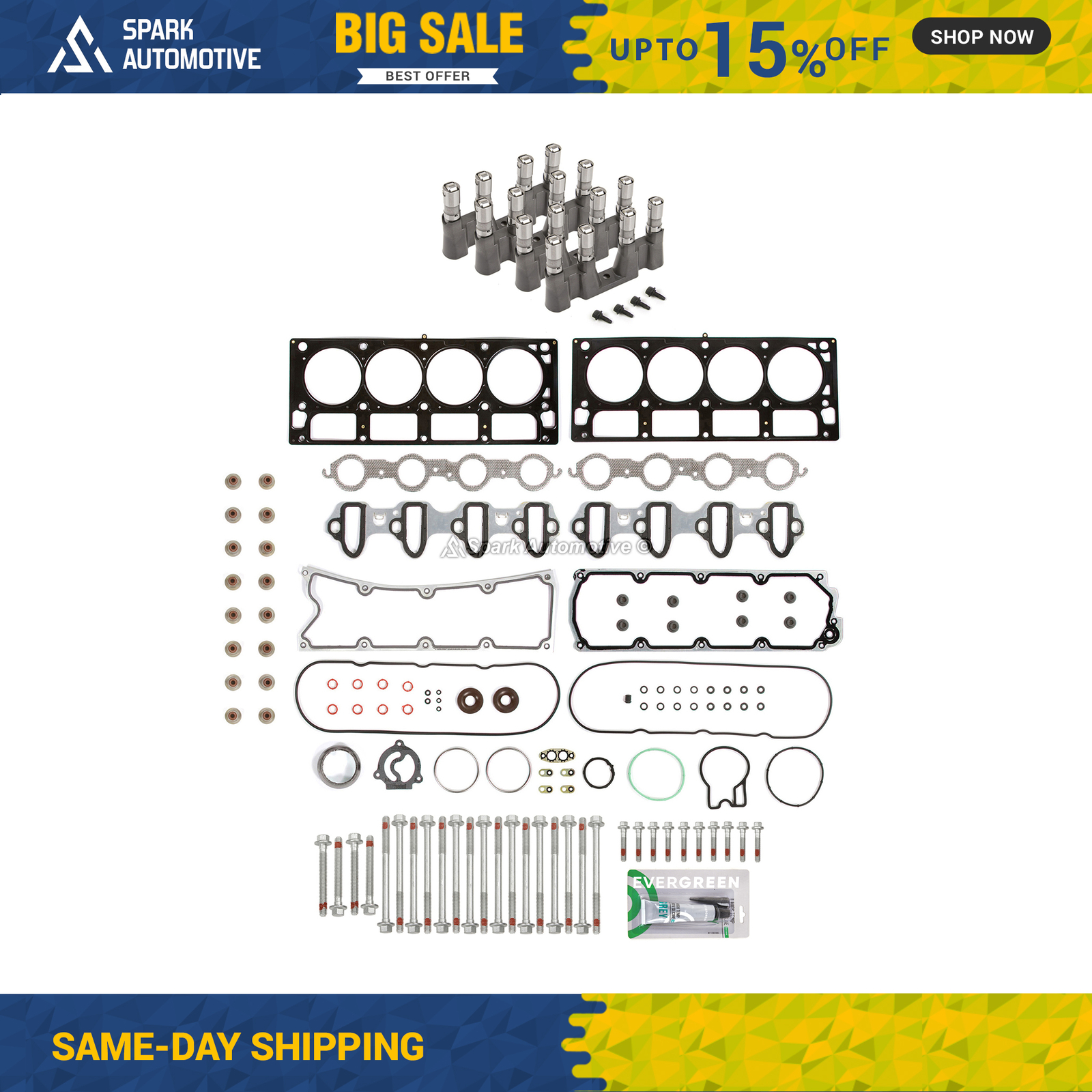 Head Gasket Set Head Bolts Lifters Fit 2004 GMC Chevrolet Cadillac Hummer 6.0