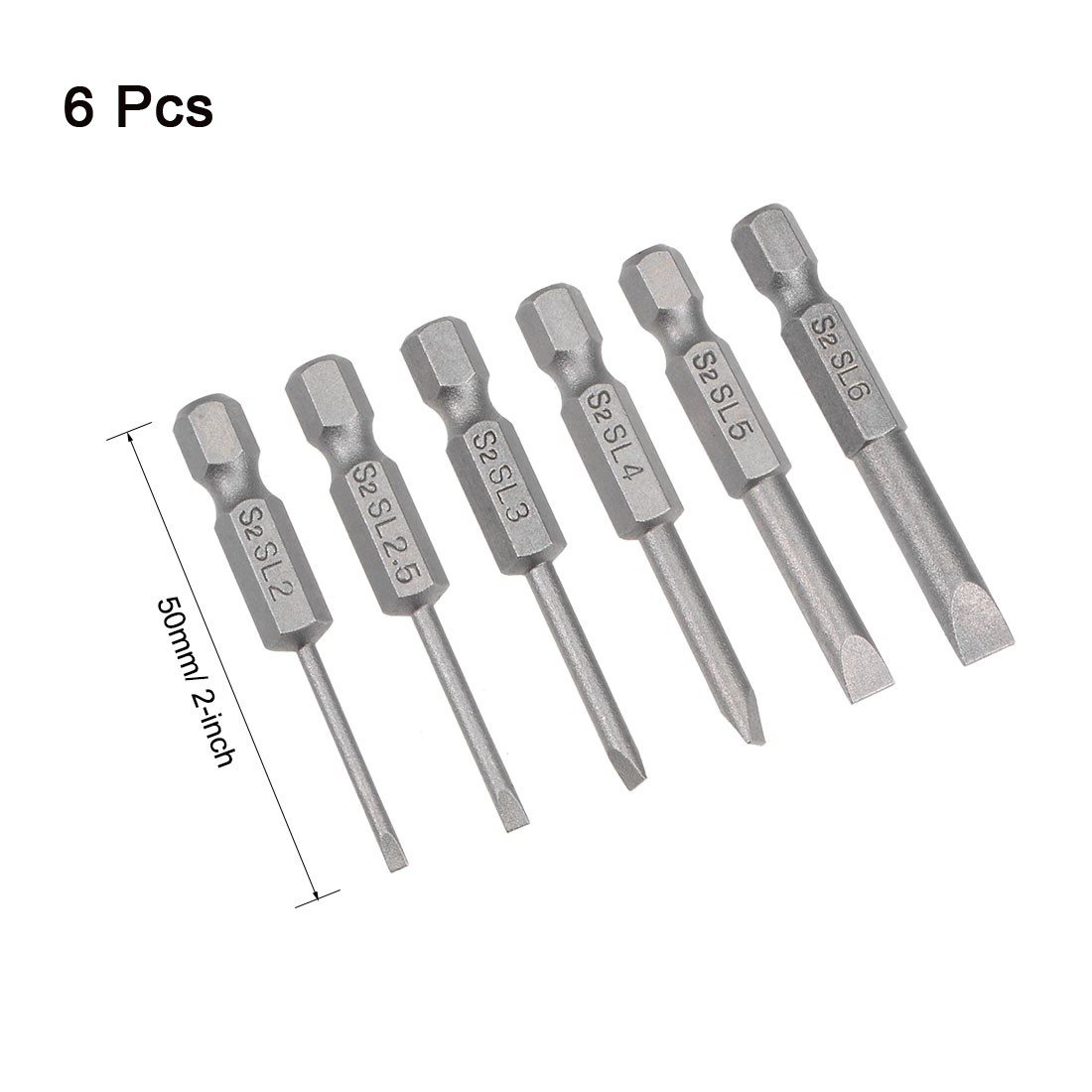 6pcs Slotted Bits Set 1/4″ Hex Shank SL2-SL6 Magnetic Screwdriver Bit