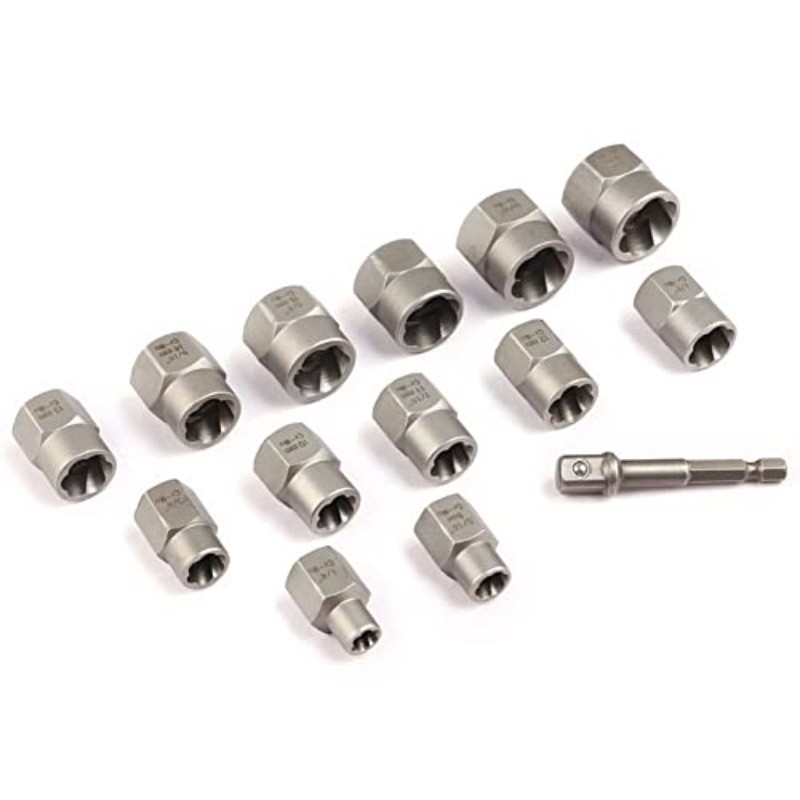 Impact Nut & Bolt Remover Set 3/8″ Bolt Extractor Tool Socket Kit With Case 14pc
