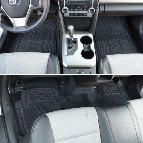 5 PC Rubber Floor Mats & Trunk Liner Combo for 3-Row Van SUV All Weather Black