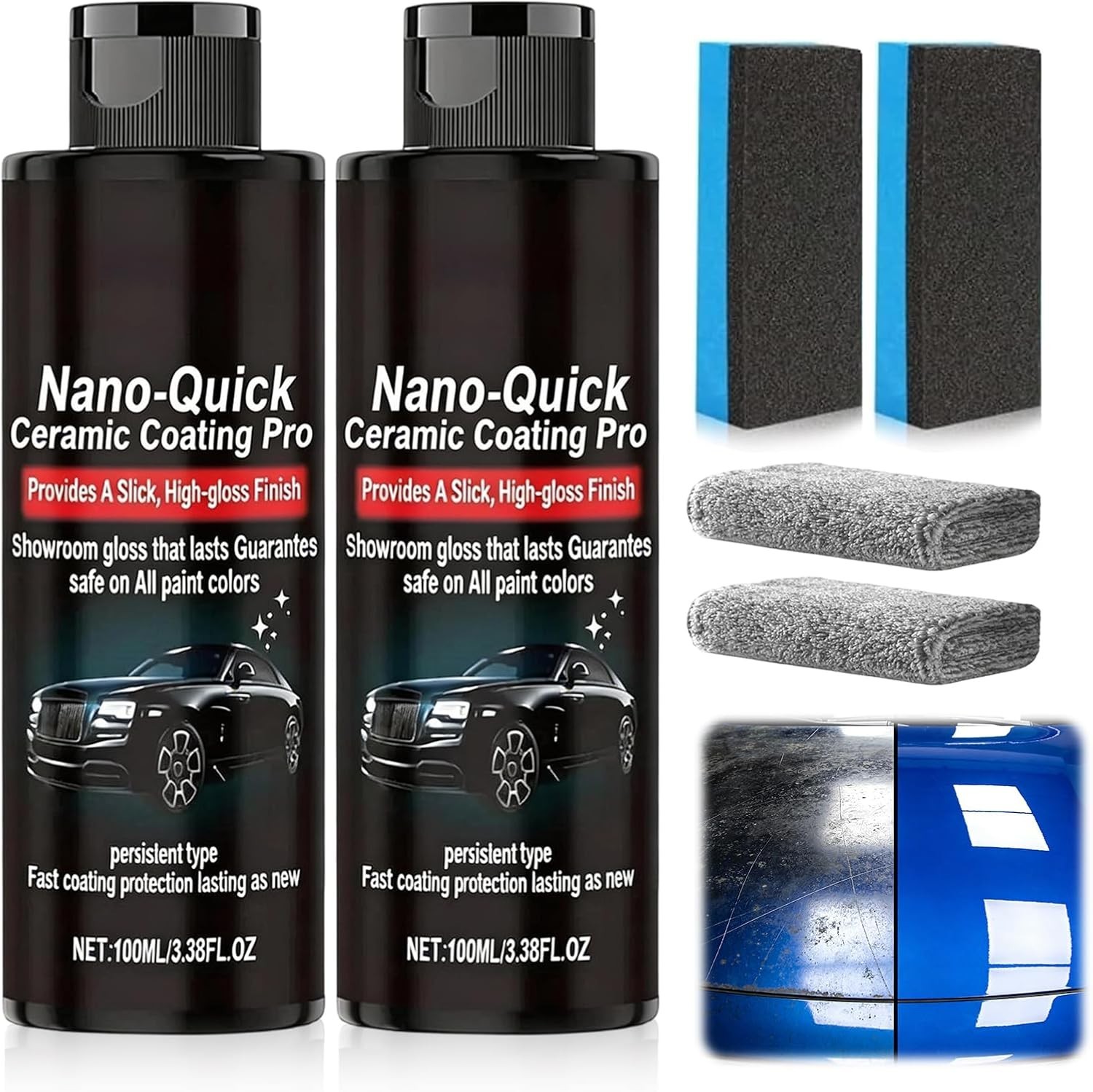 2PCS Nano-Quick Ceramic Coating Pro, Revolutionary Nano Spray for Car Detailing