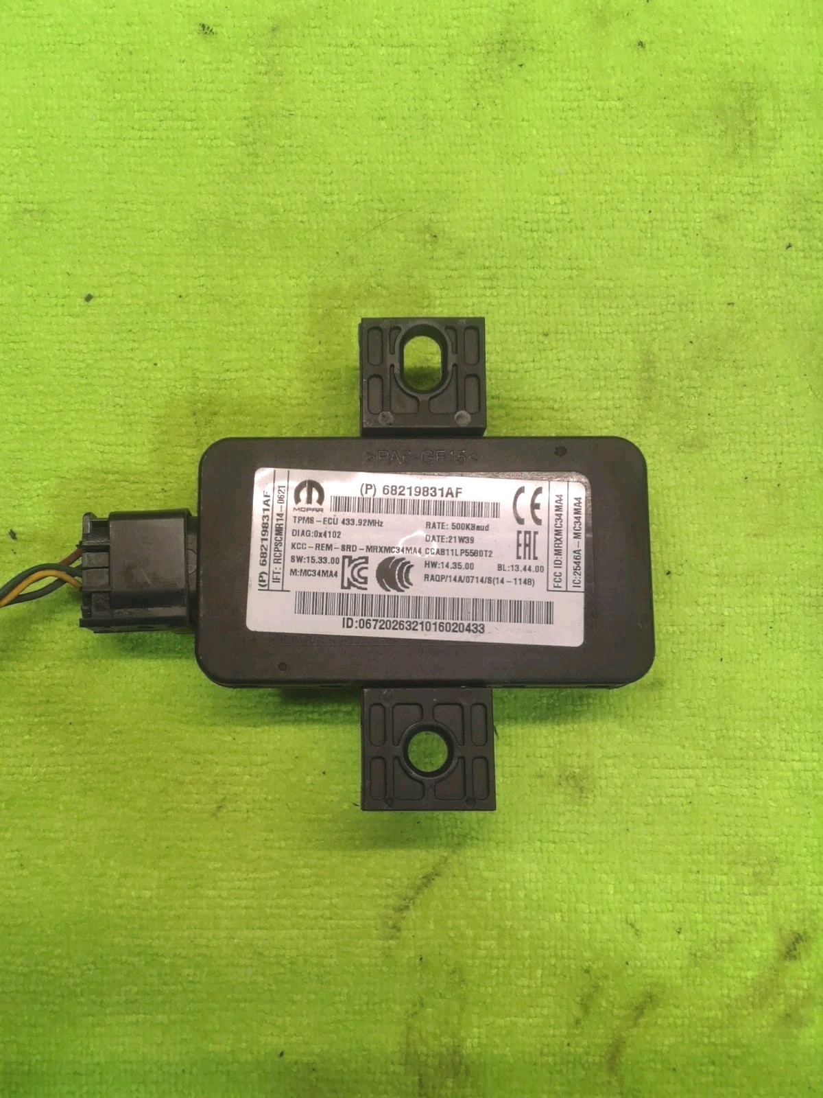 2015-2022 DODGE CHARGER TIRE PRESSURE CONTROL MODULE 68219831AF