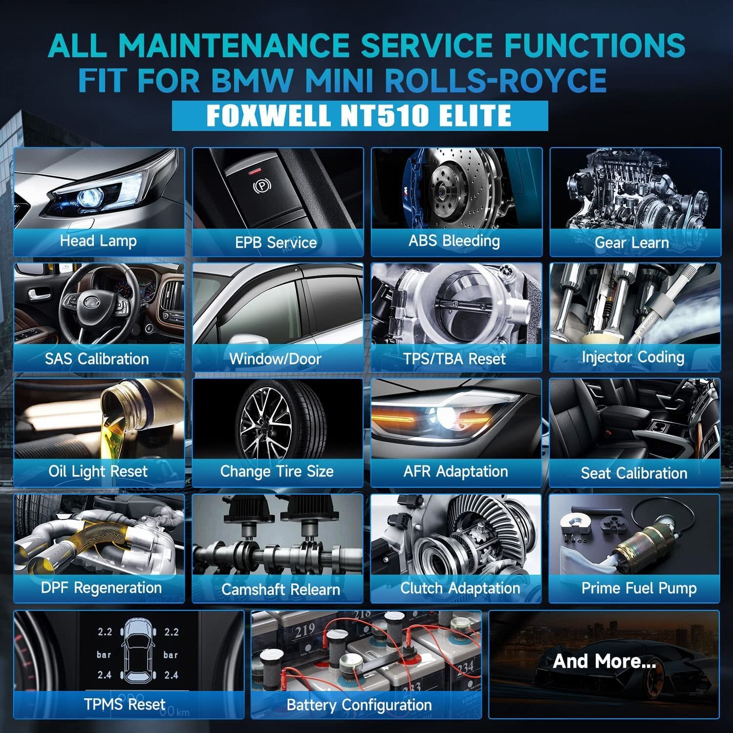 FOXWELL NT809 Bidirectional All System OBD2 Scanner Car Diagnostic Tool TPMS DPF