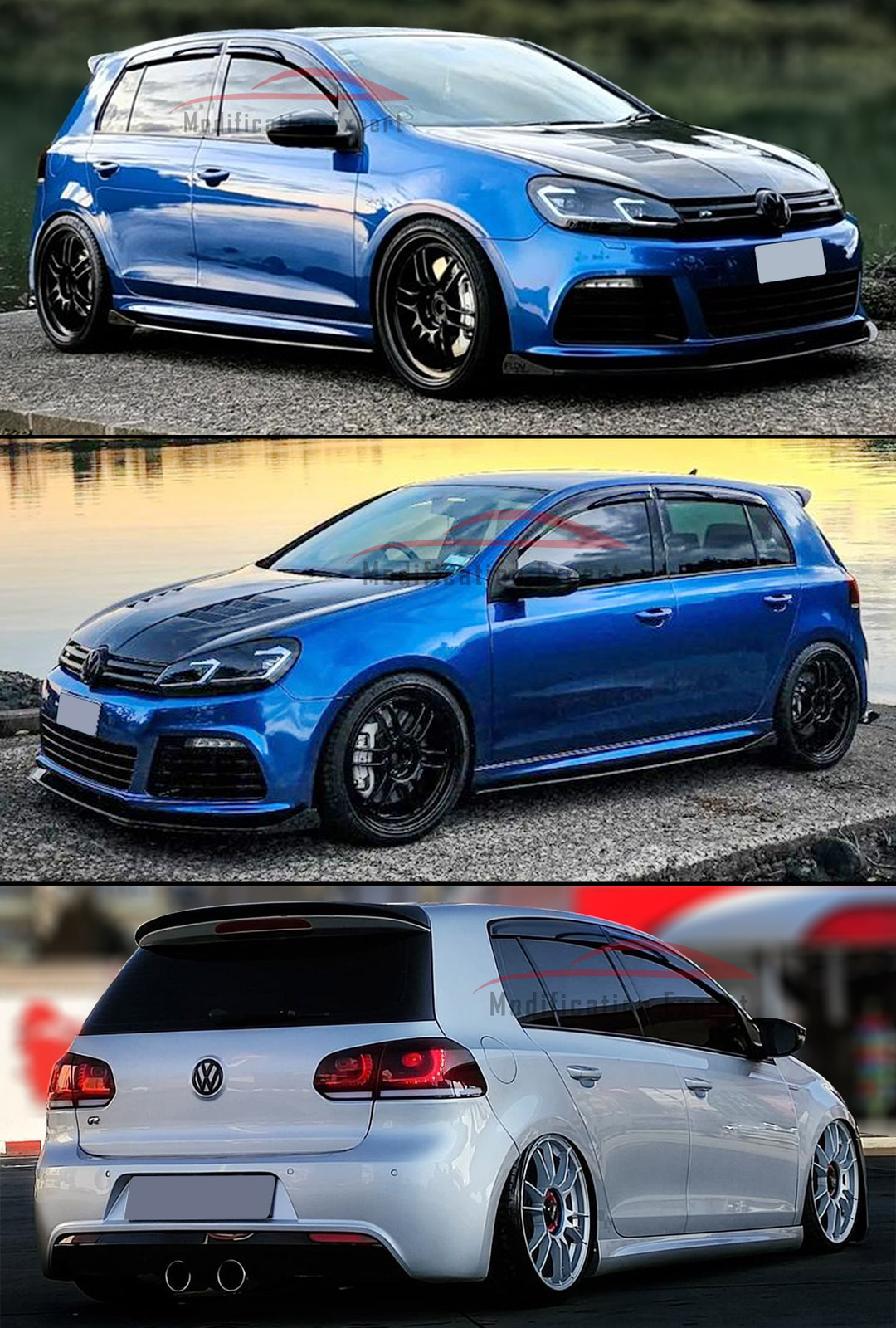 For 2010-2014 VW Golf R GTI MK6 Hatchback Mugen Style Window Visors Rain Guards