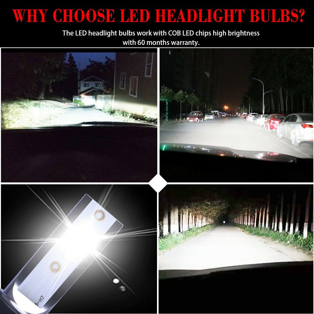7 Inch LED GLASS Headlight Round, ORIGINAL CLASSIC LOOK Conversion Chrome PAIR