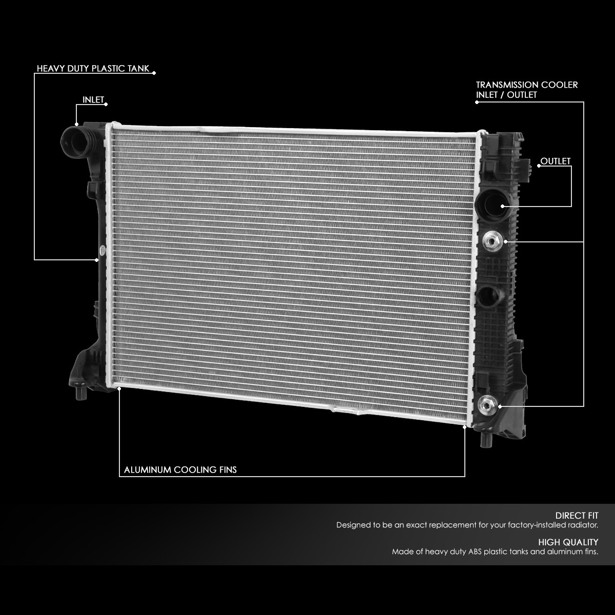 Fit 10-12 Mercedes C250 GLK350 1.8L-3.5L OE Style Aluminum Radiator DPI 13213