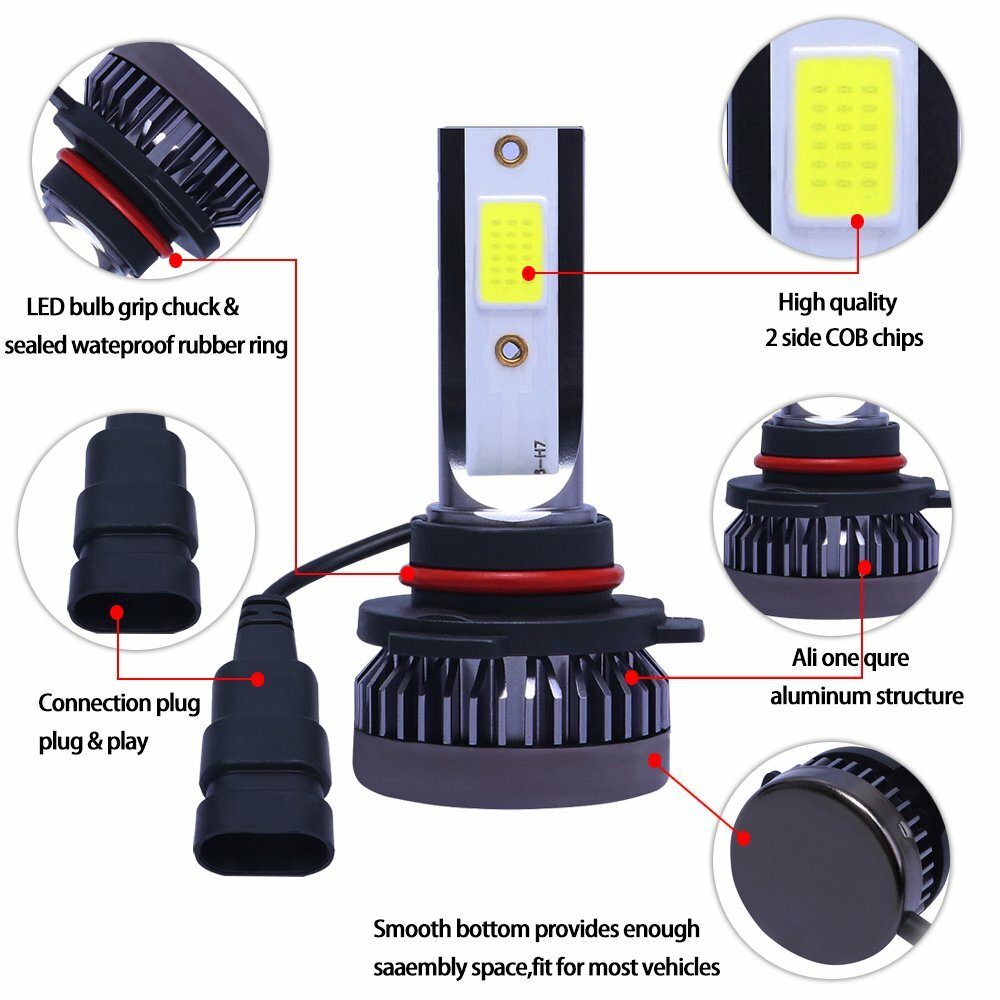 Mini LED Headlight Bulb Kit Low Beam Fog Light Lamp 9006 HB4 3000K Yellow 120W