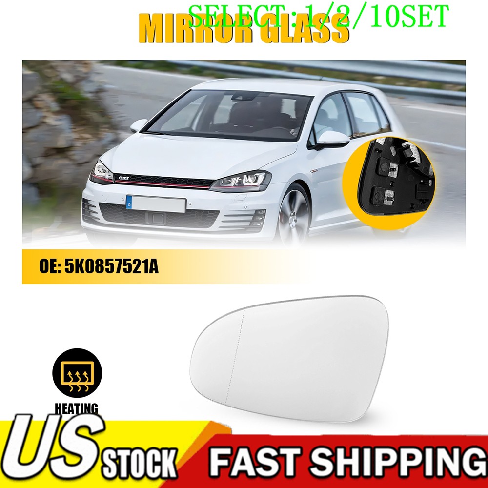 Driver Side View Mirror Glass Heated For VW Golf R GTI 2011-2014 Left 1~10X
