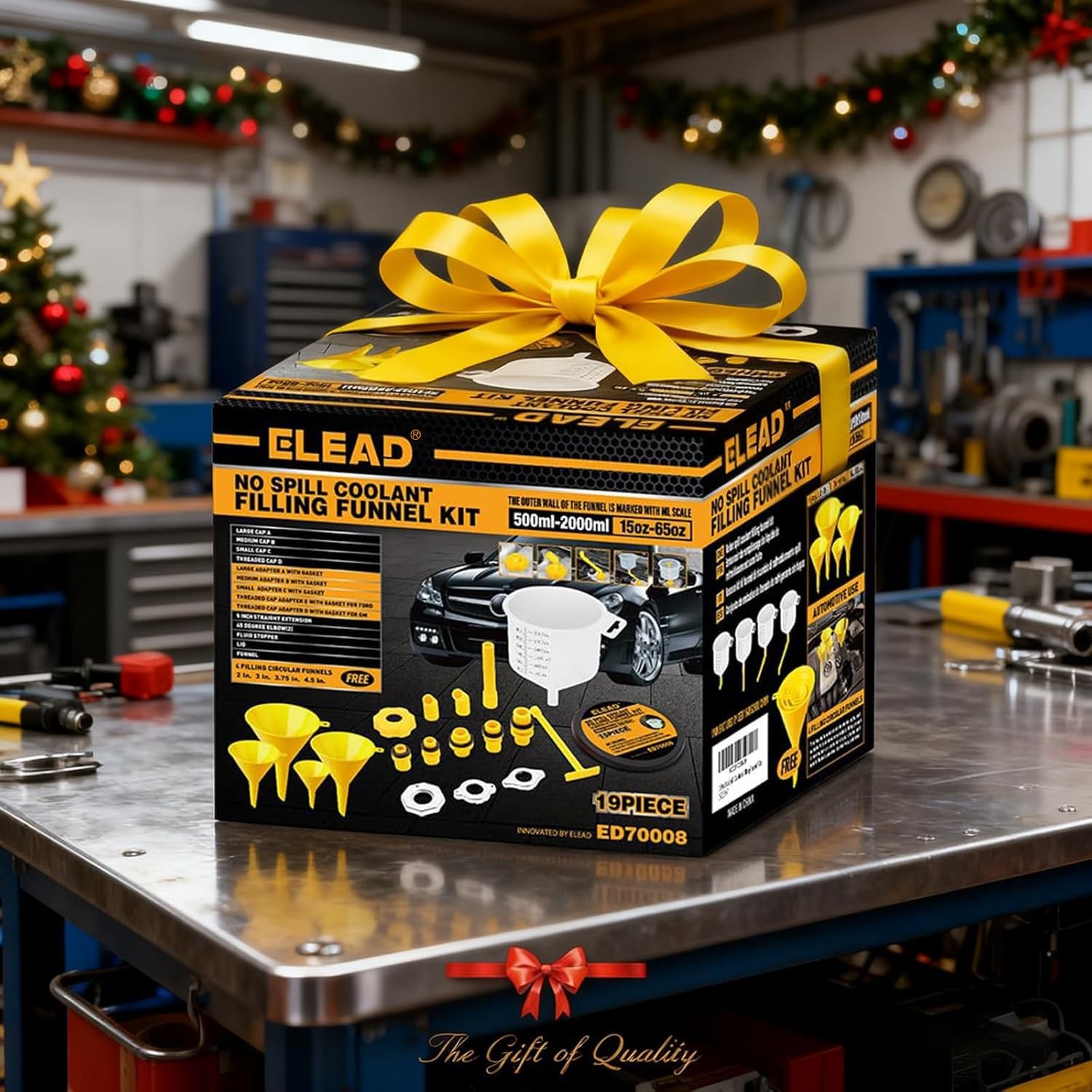ELEAD No-Spill Coolant Funnel Kit – 19-Piece Radiator yellow and transparent