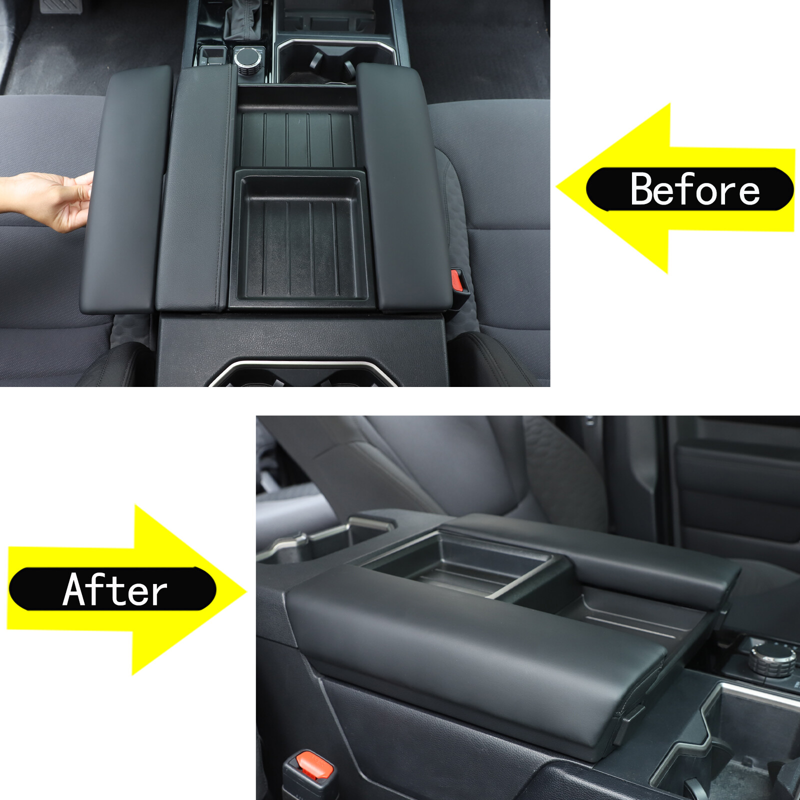 ABS PU Leather Console Lid Armrest Guard Cover Fits Toyota Tundra 22-26