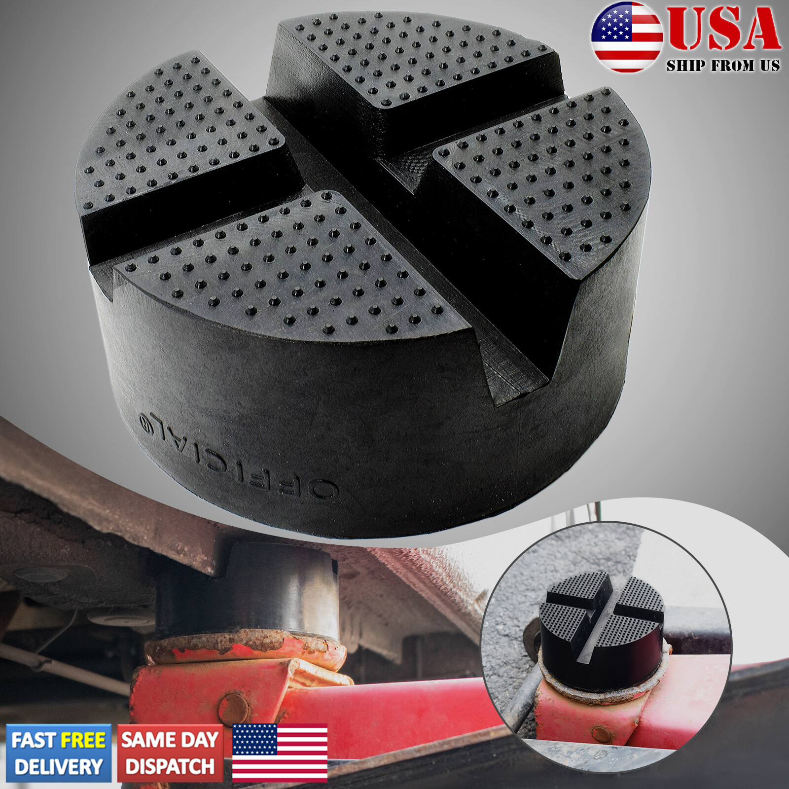 Cross Slotted Jack Pad Floor Support 3 Tons Frame Rail Protector Hydraulic Ramp