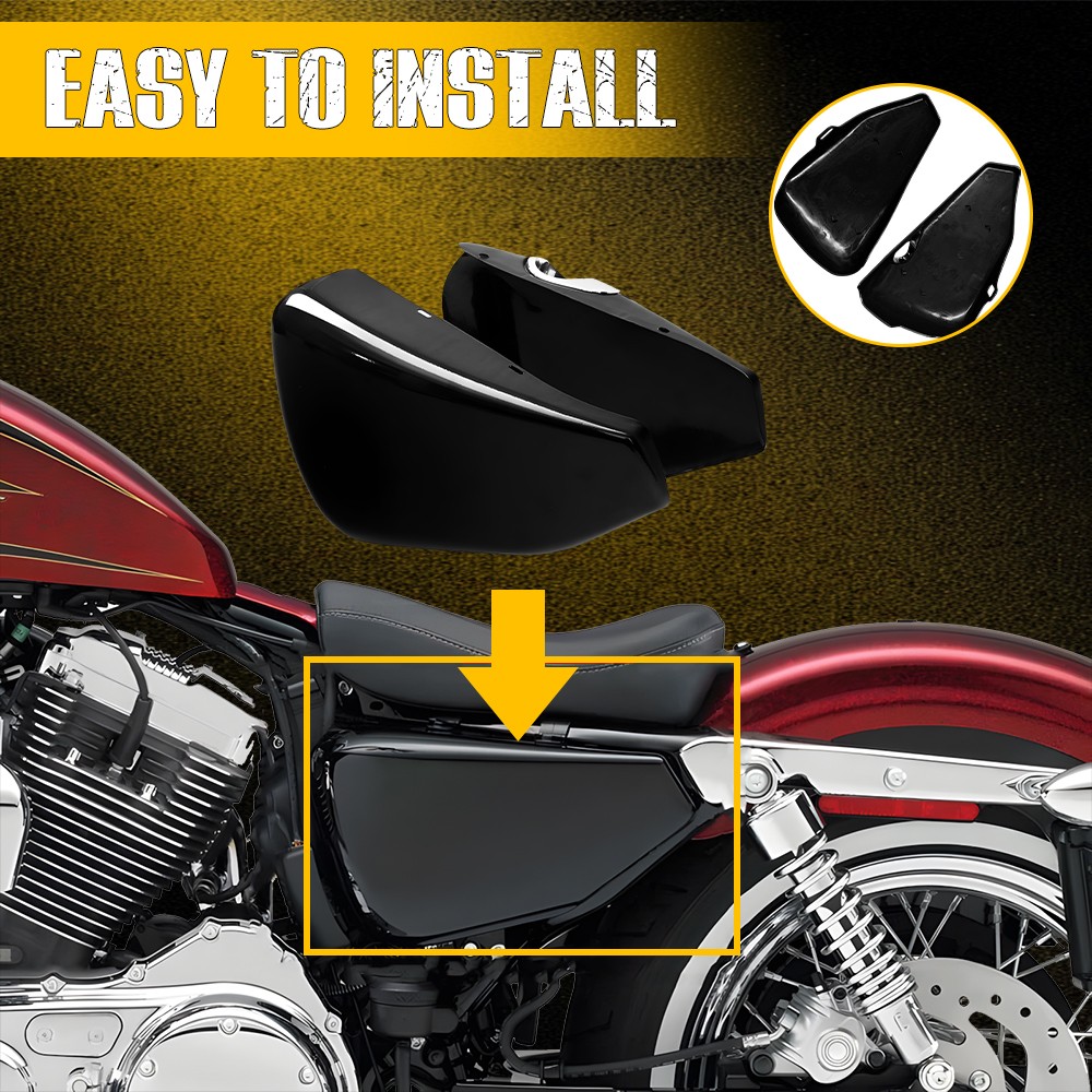 Battery Side Covers Left Right For Harley Sportster XL1200 XL883 Iron 883 14-22
