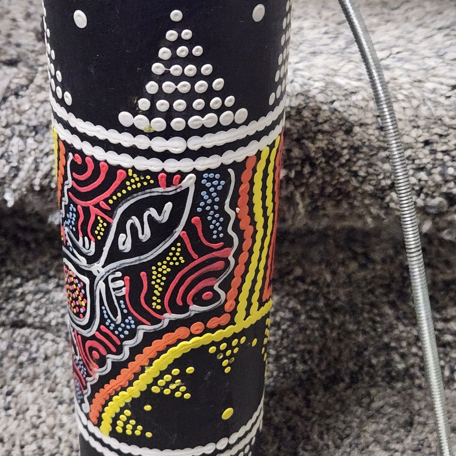 Spring Drum Thunder Tube Thunder Maker Lizard Hand Painted Indonesia