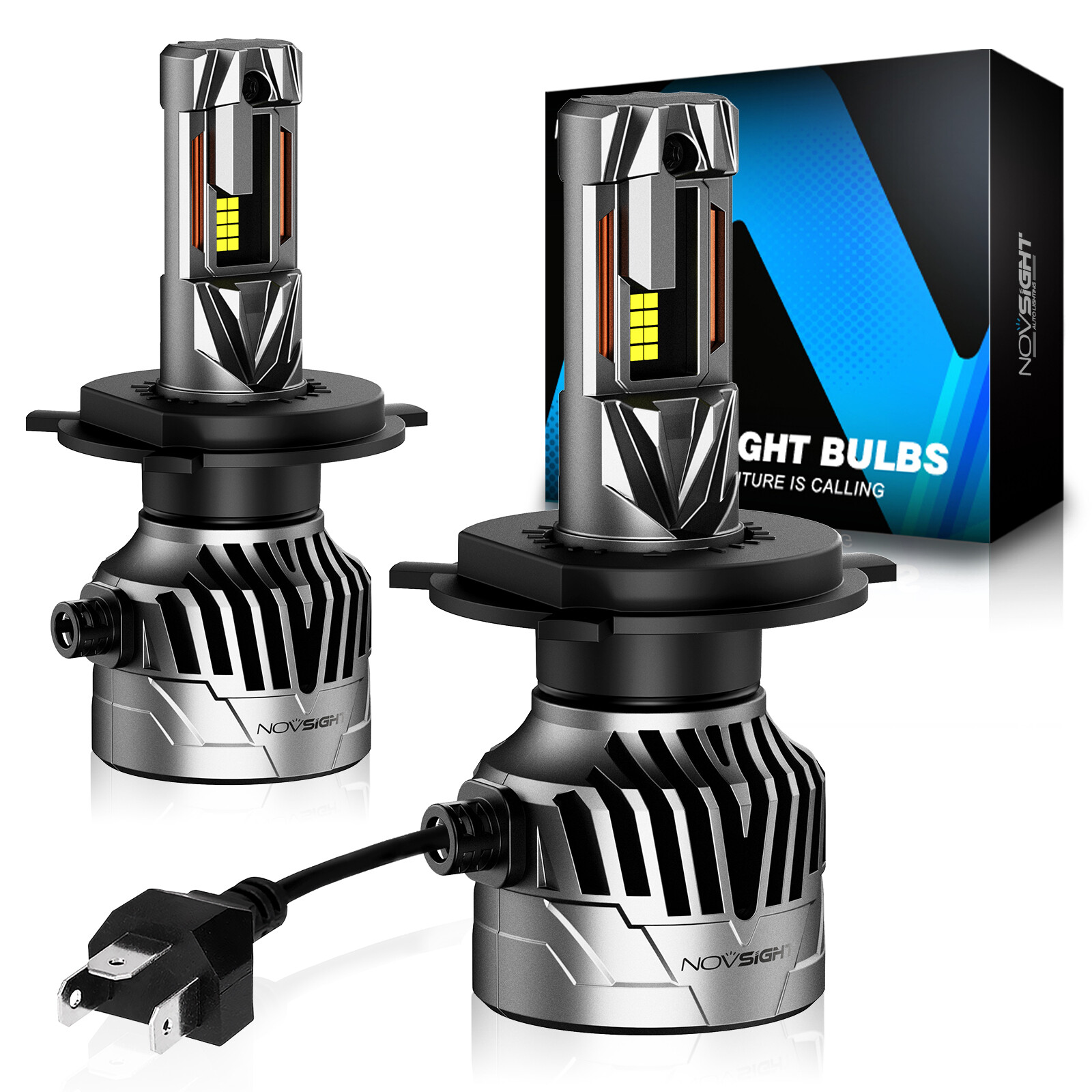 NOVSIGHT H4 9003 Super Bright White Kit LED Headlight Bulbs High Low Beam 6500K