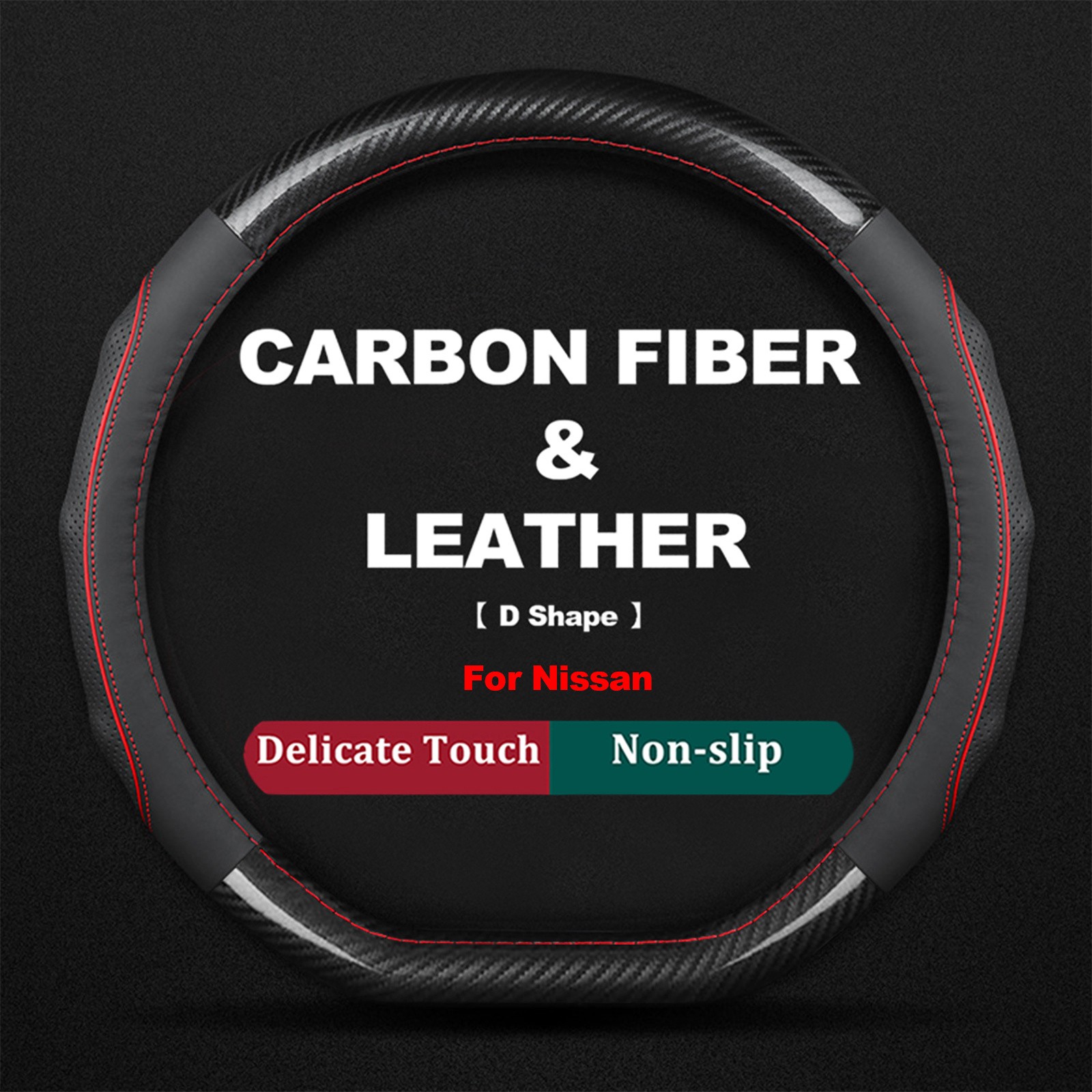 Flat Bottom Car Steering Wheel Cover Non-slip for Nissan Altima Rogue Sentra