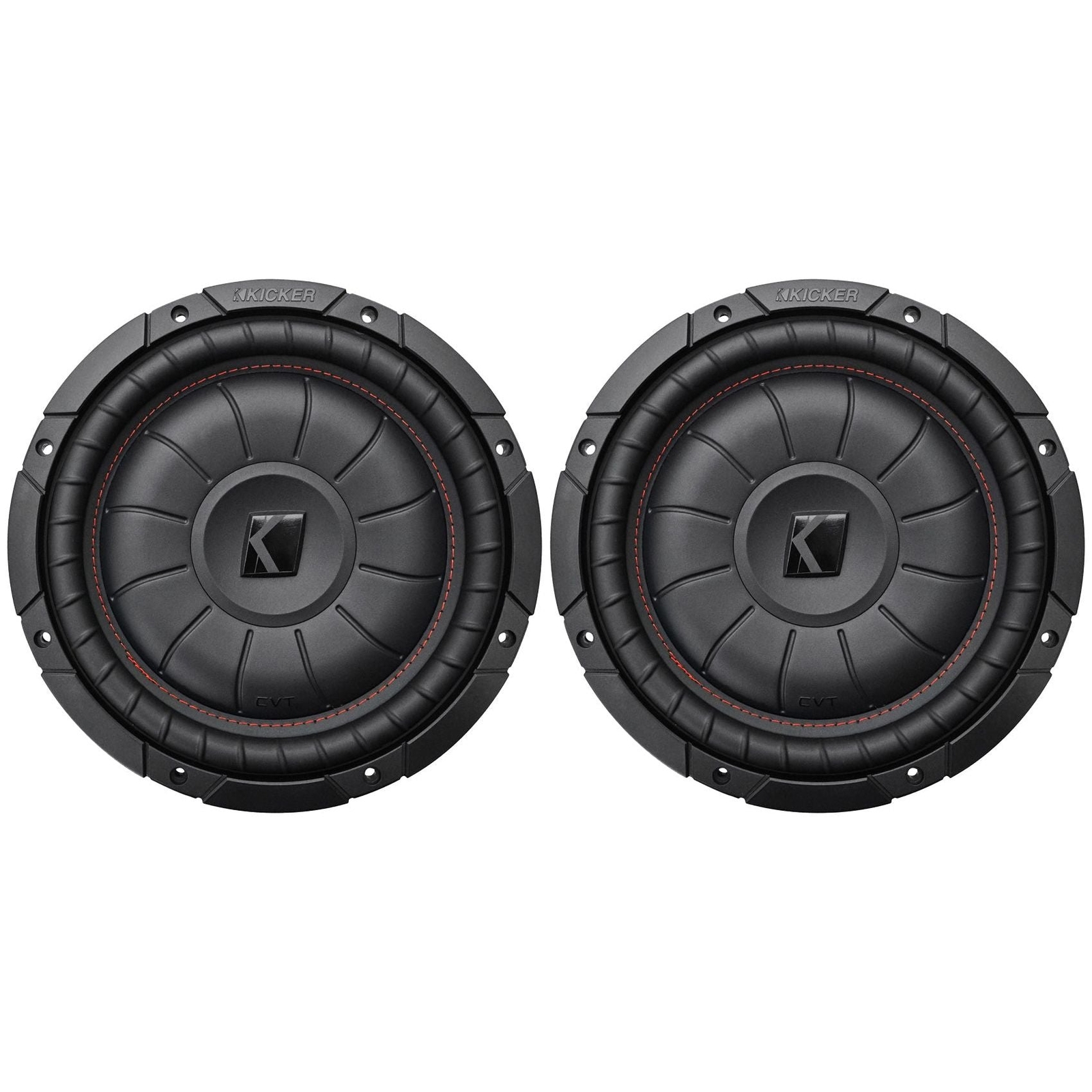 (2) Kicker 43CVT102 COMPVT 10″ 1600w Shallow Slim Car Subwoofers Subs CVT10-2