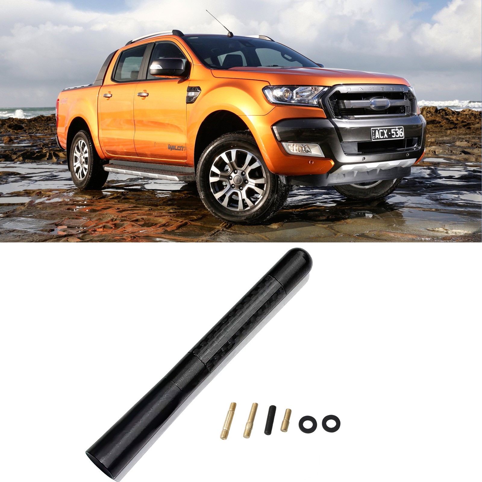 Carbon Fiber 4.7″ Car Antenna Aerial Stubby Bee Sting For Ford Ranger Wildtrak