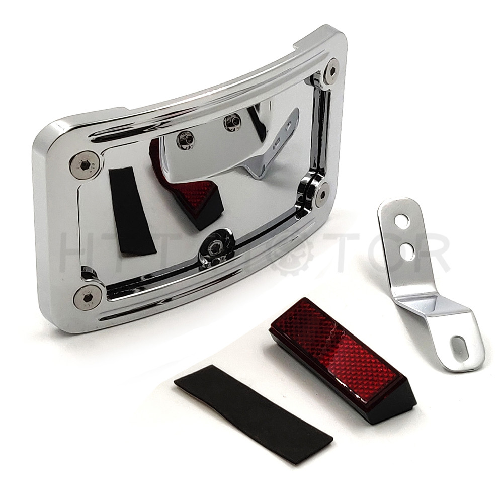 Laydown Curved License Plate Bracket For Harley Softail FLSTSC/Deluxe FLSTN Chro