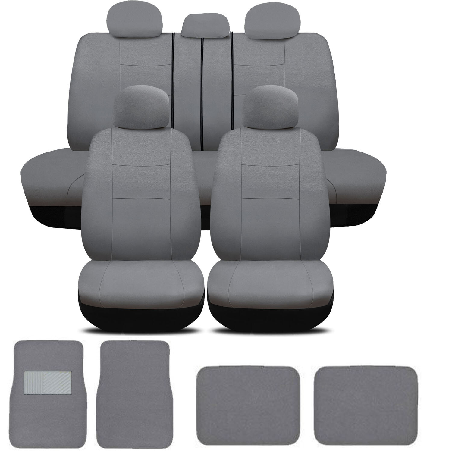 13PC Full Car Seat Covers & Carpet Floor Mats Set Front Rear Auto Truck SUV Van