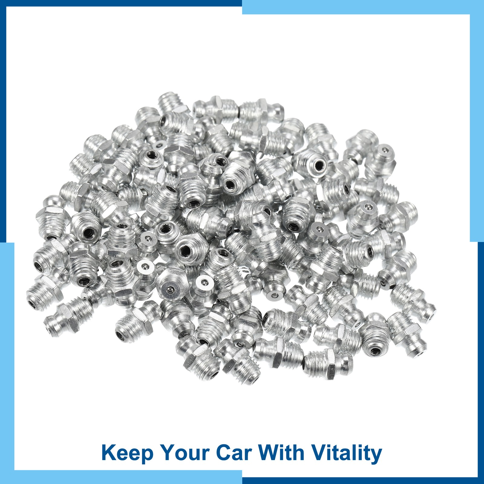 100pcs M8x1 Car Grease Nipple Fitting Straight 180 Degree Galvanized Steel