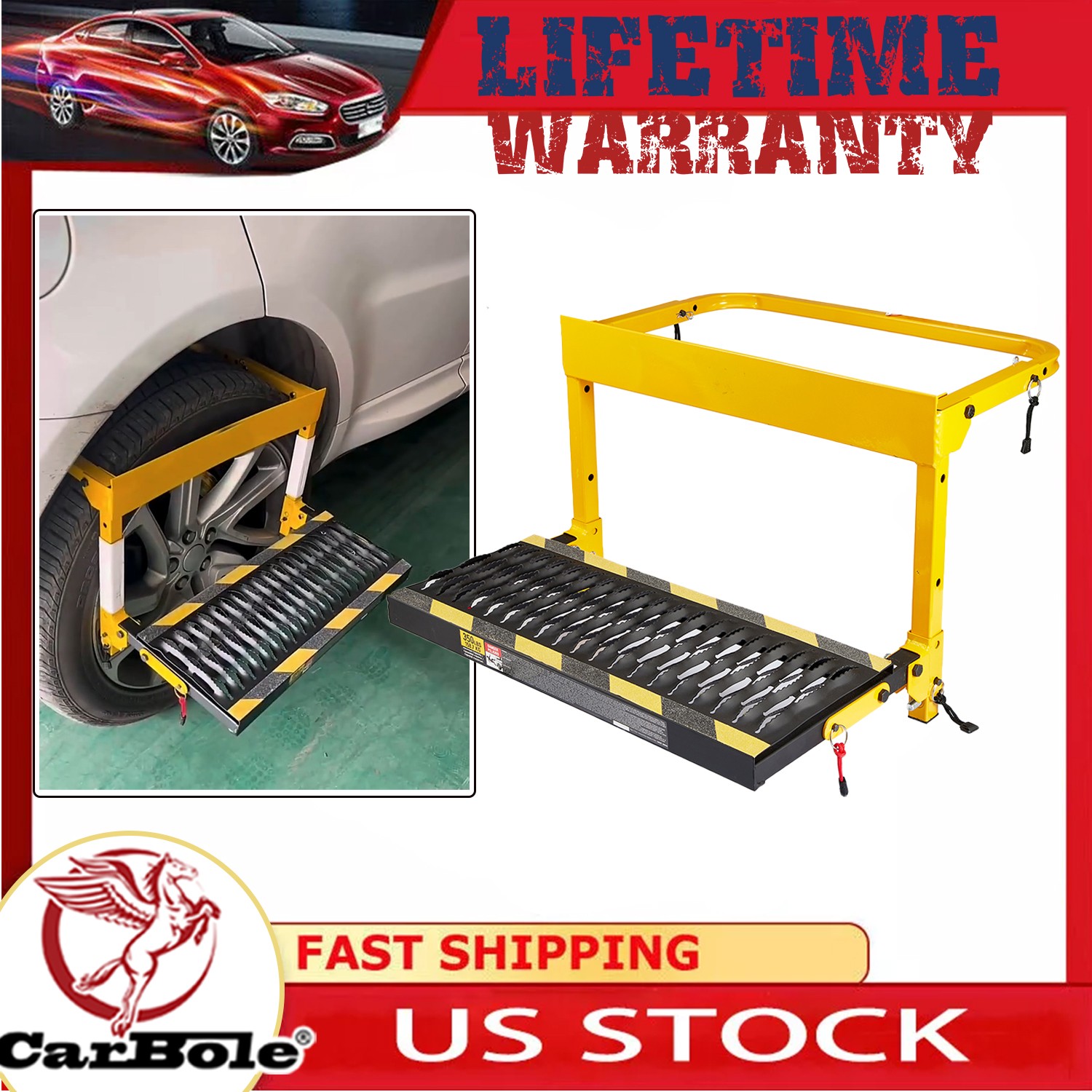 24.3″x 17.6″x 6.3″ Foldable Tire Service Step Universal For Truck SUV 350 Pounds
