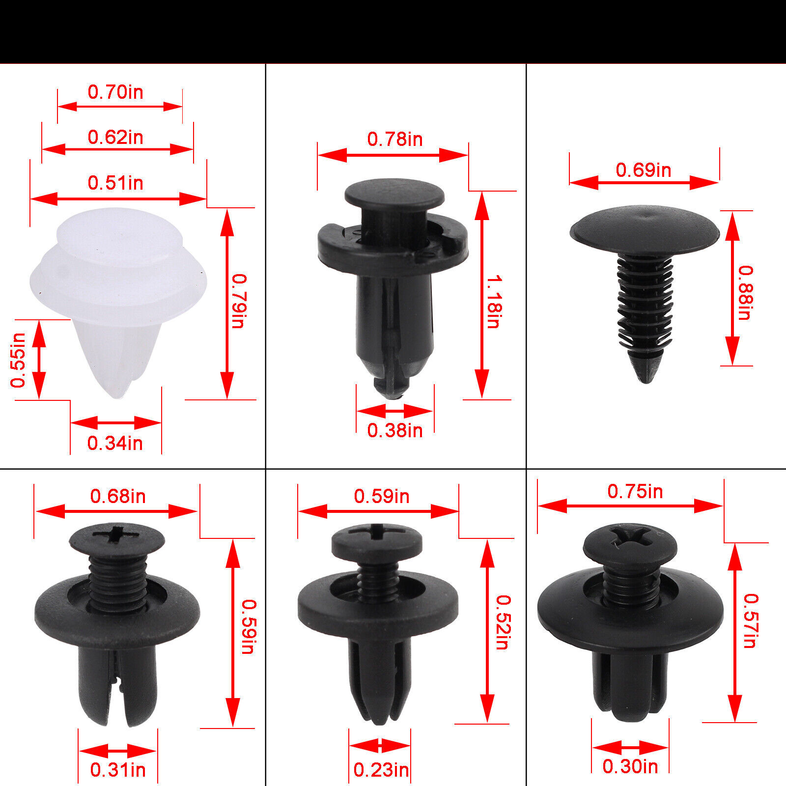US 100X Trunk Screw Rivets Kit Car Bumper Fender Auto Plastic Fastener Clips Set