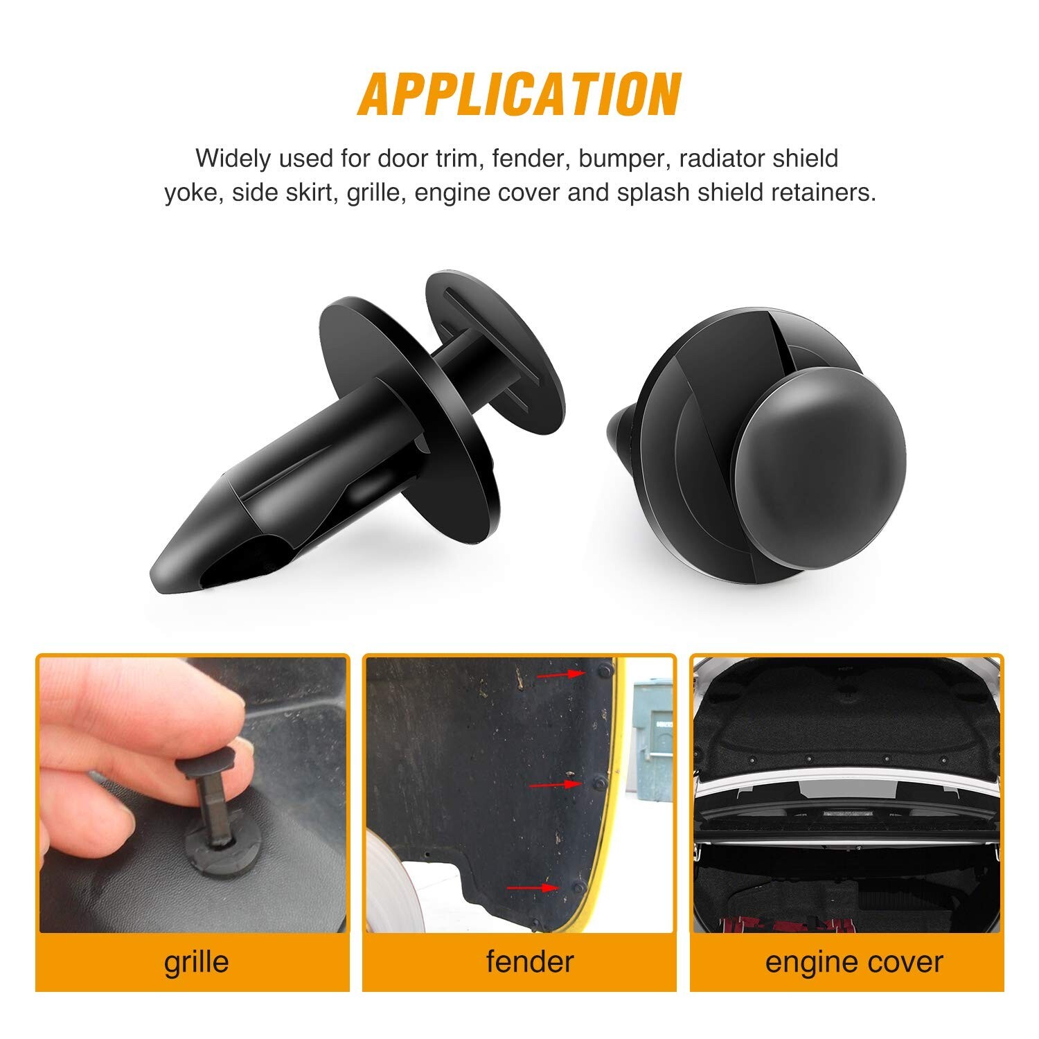 200PCS 8mm Bumper Retainer Clips Auto Car Plastic Push Rivets Fastener Fender