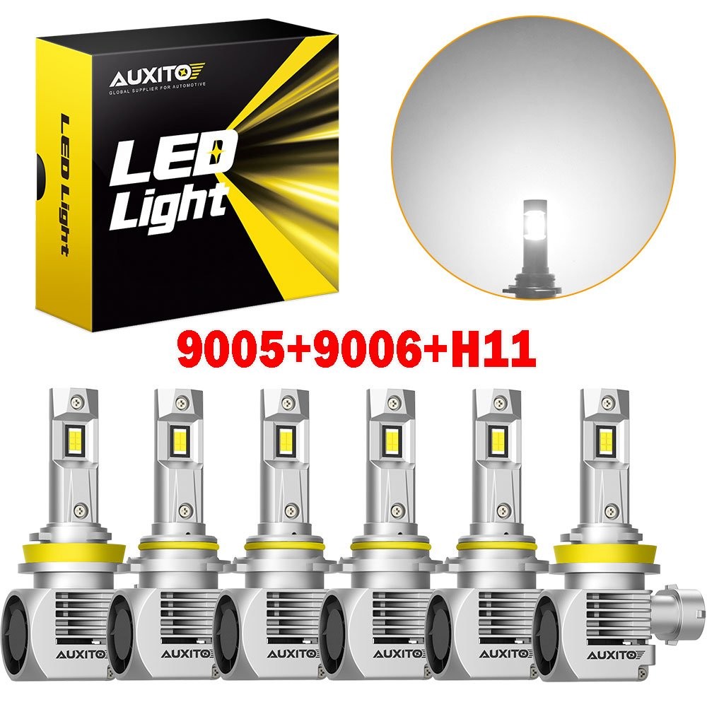 AUXITO Front 9005 H9 Hi/Lo Beam LED Headlights 9006 6 Combo 120000lm White New