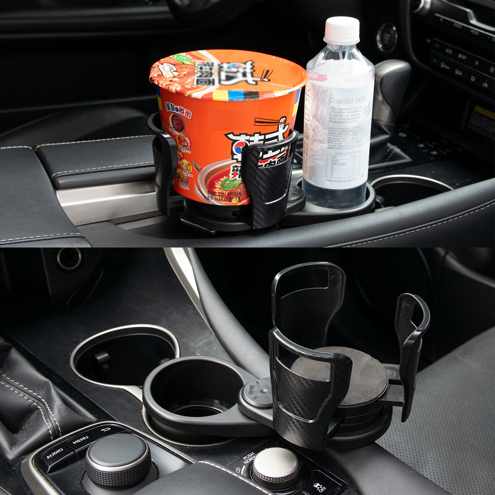 Car Double Cup Holder Expander Auto Drink Holder 360° Rotating Base Adjustable