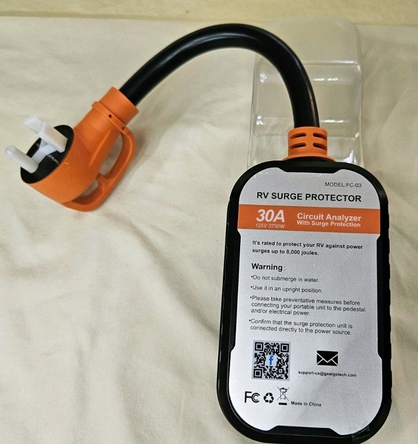 RV Surge Protector 30 A, 125V, 3750W Model: (FC-03) Full Cover New, [Open Box]