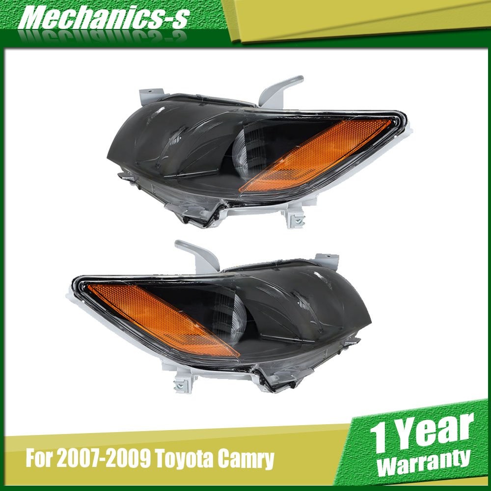 Front Headlights Assembly Fit For Toyota Camry 2007-2009 LH + RH Pair Clear Lens